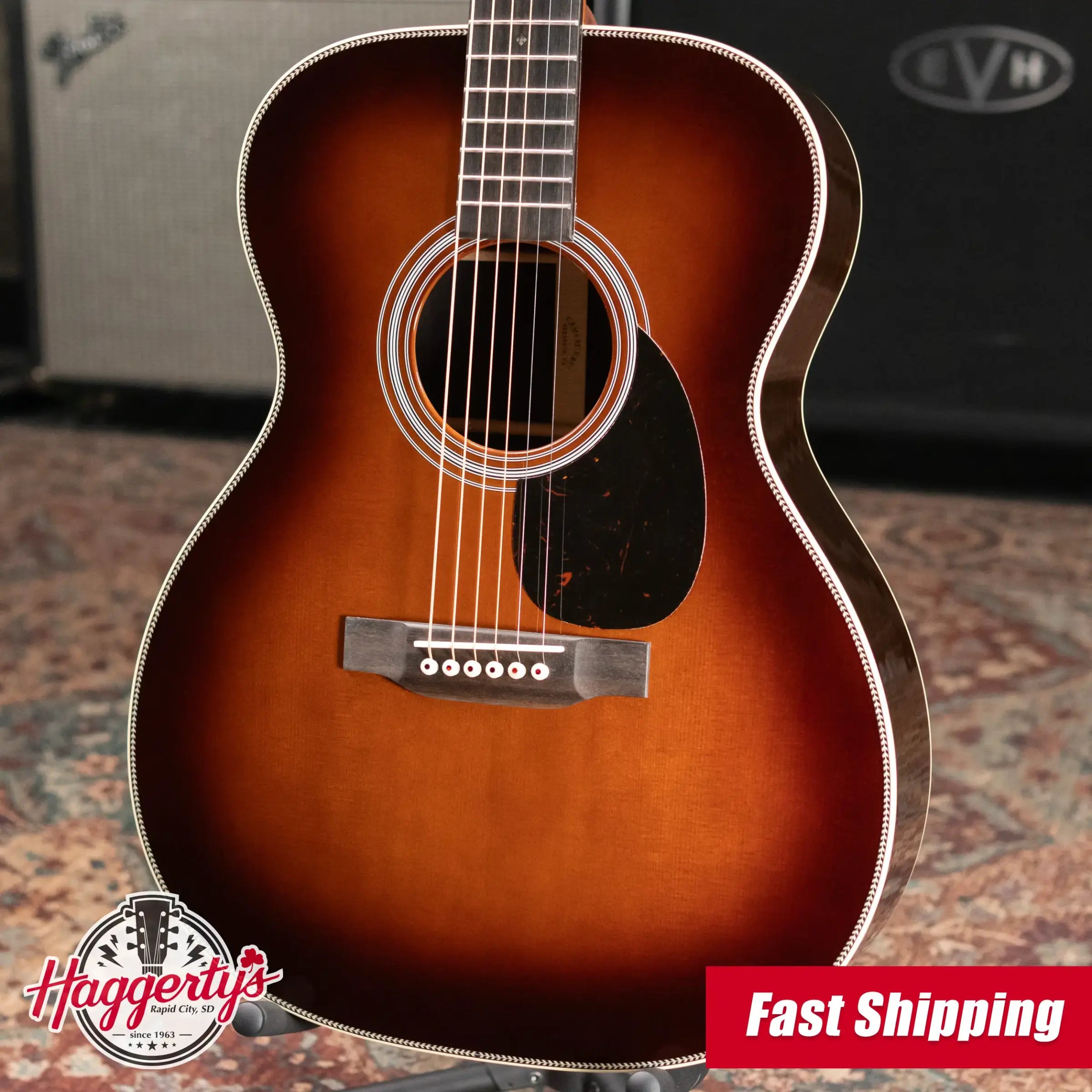 Martin OM-28 Acoustic Guitar - Gloss 1933 Ambertone with Hardshell Case