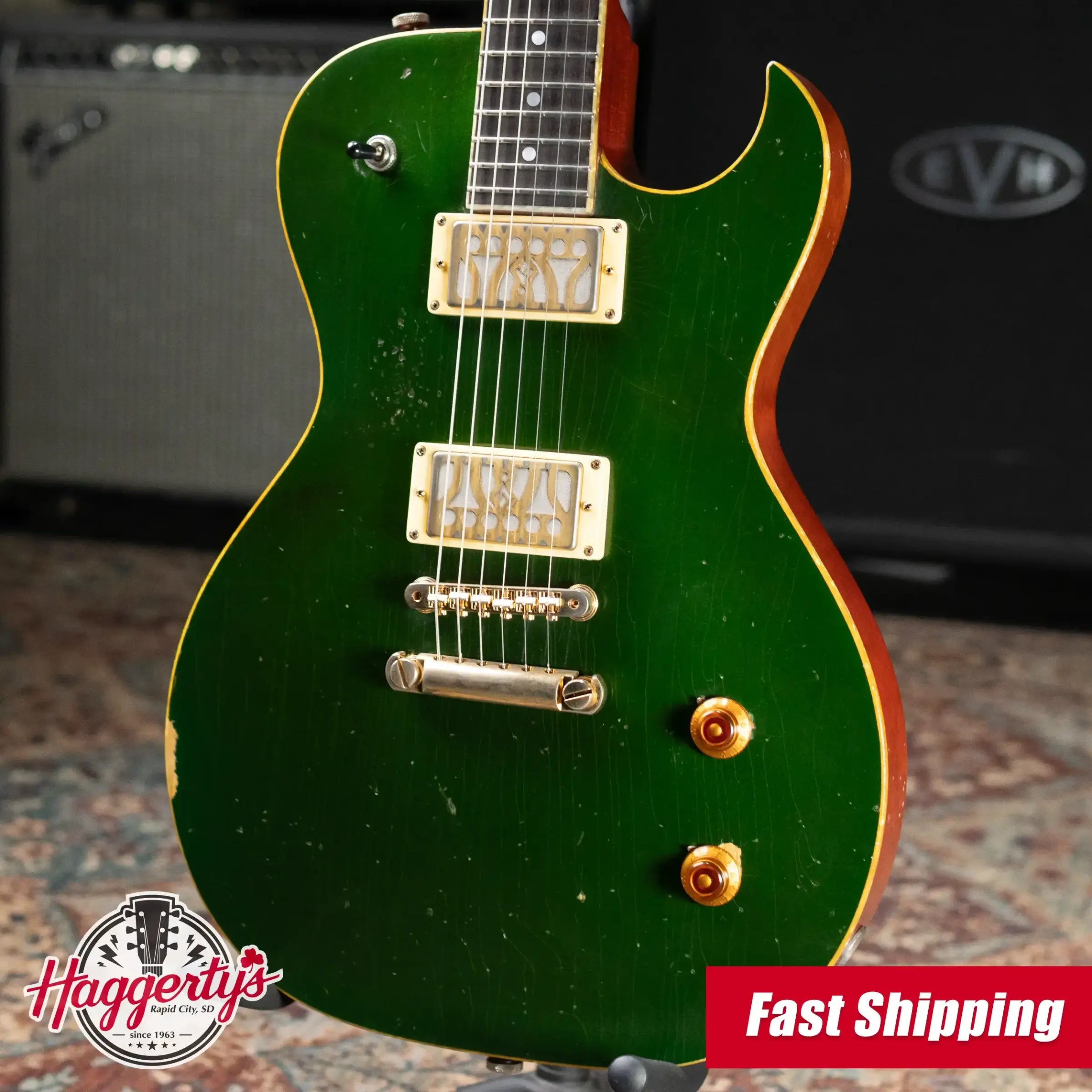 Maybach Convair Masterbuilt Electric Guitar - Aged British Racing Green with Hardshell Case