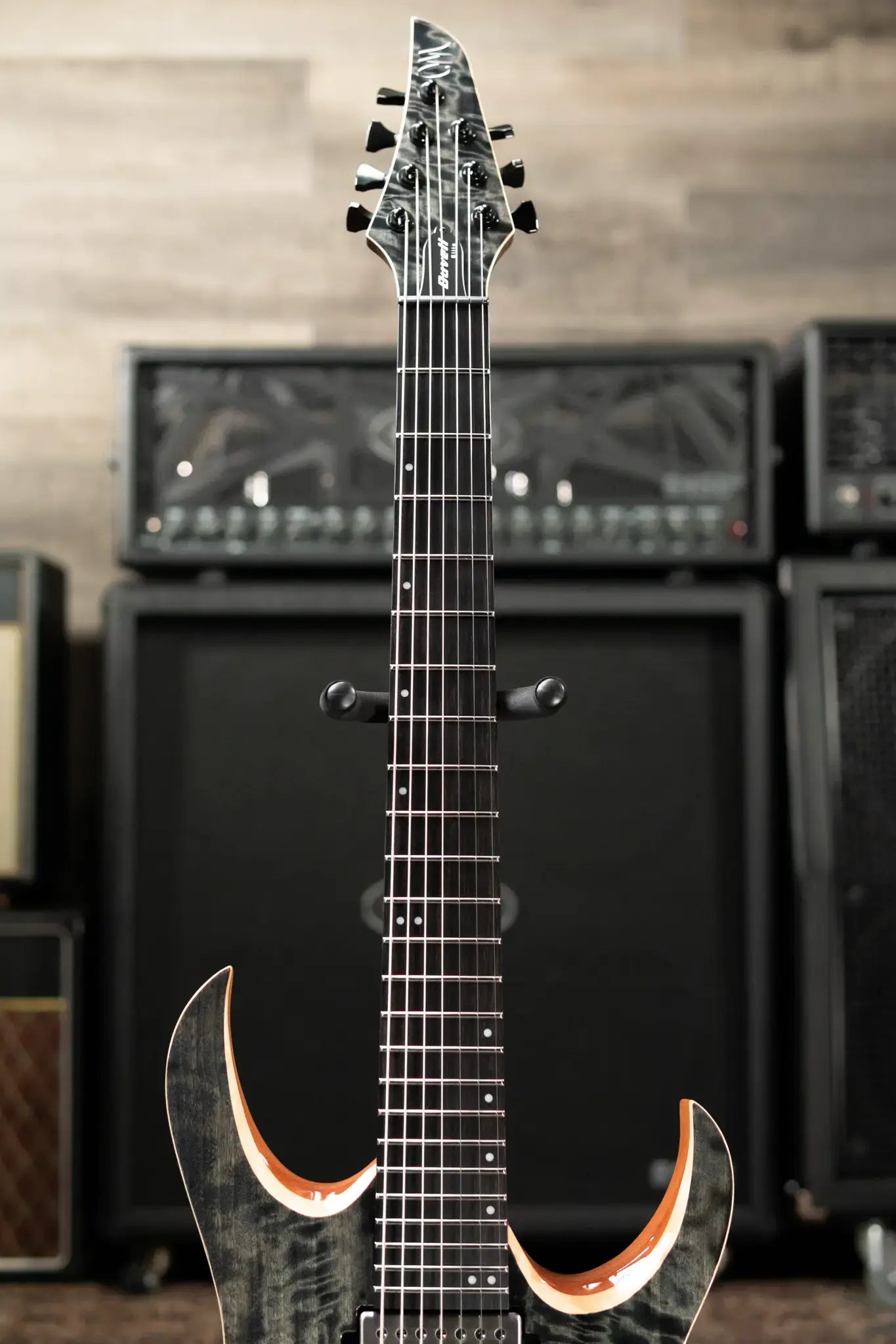 Mayones Duvell Elite 7 Electric Guitar - Trans Graphite 3A Curly Poplar