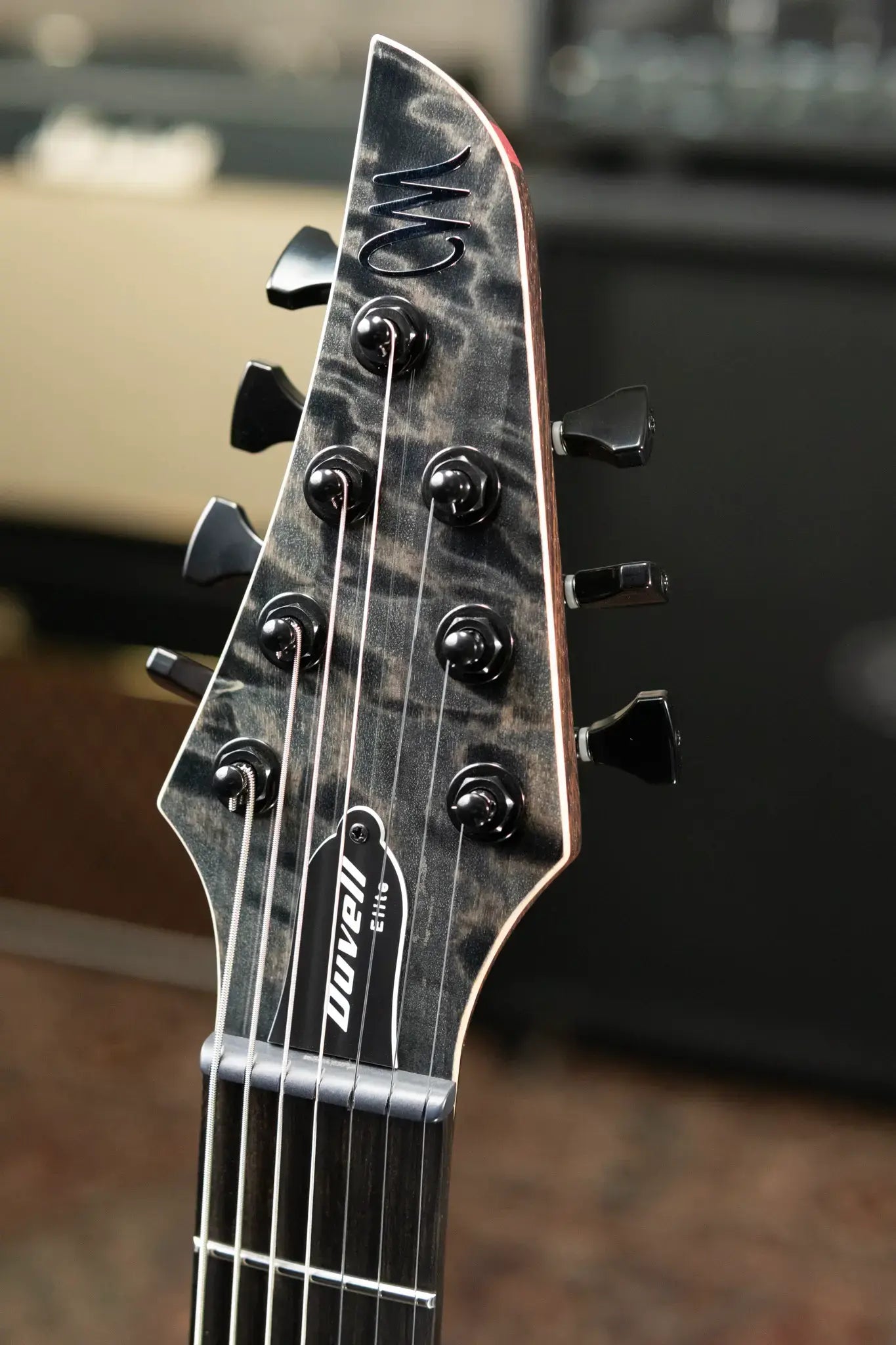 Mayones Duvell Elite 7 Electric Guitar - Trans Graphite 3A Curly Poplar