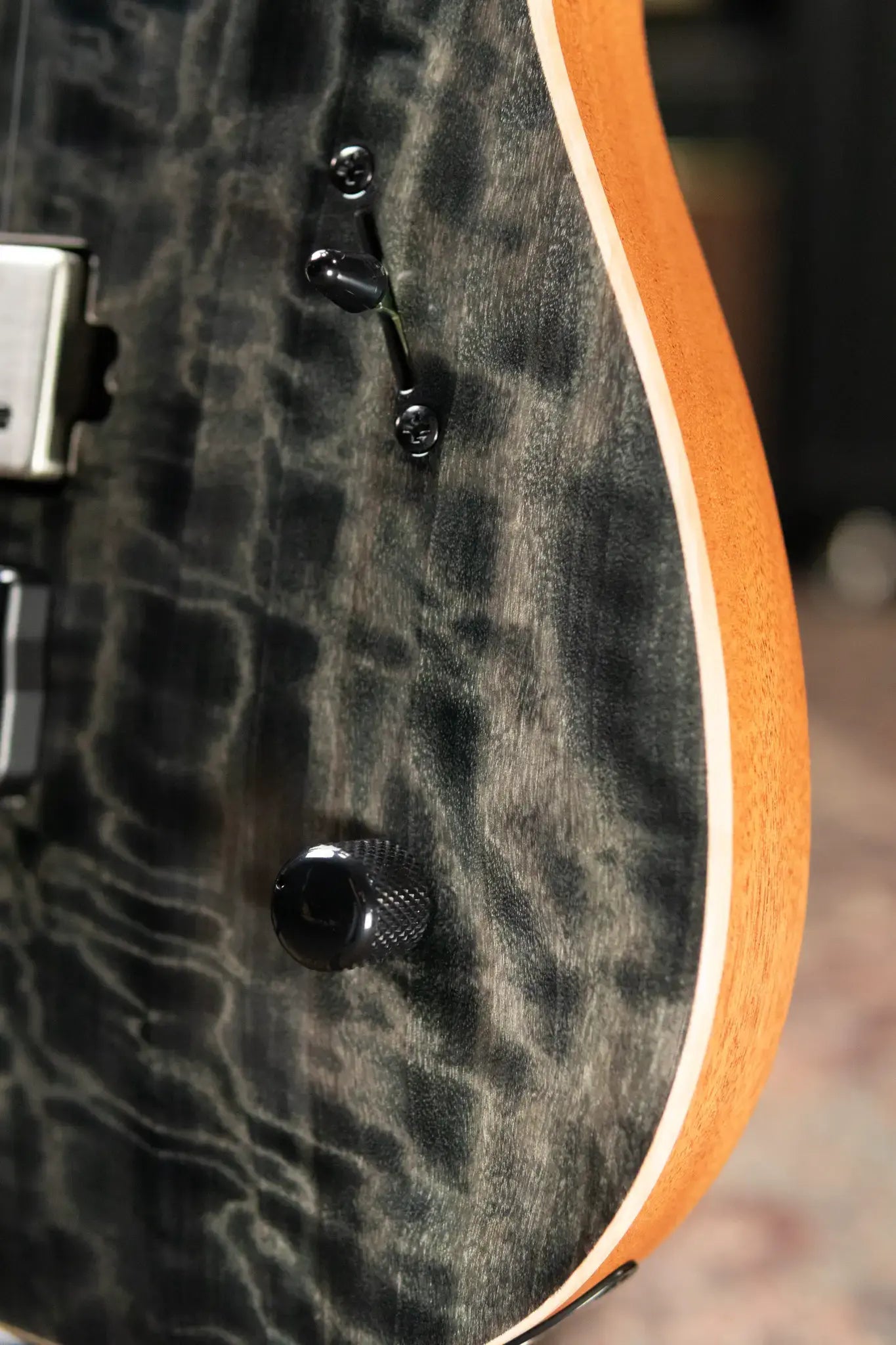 Mayones Duvell Elite 7 Electric Guitar - Trans Graphite 3A Curly Poplar