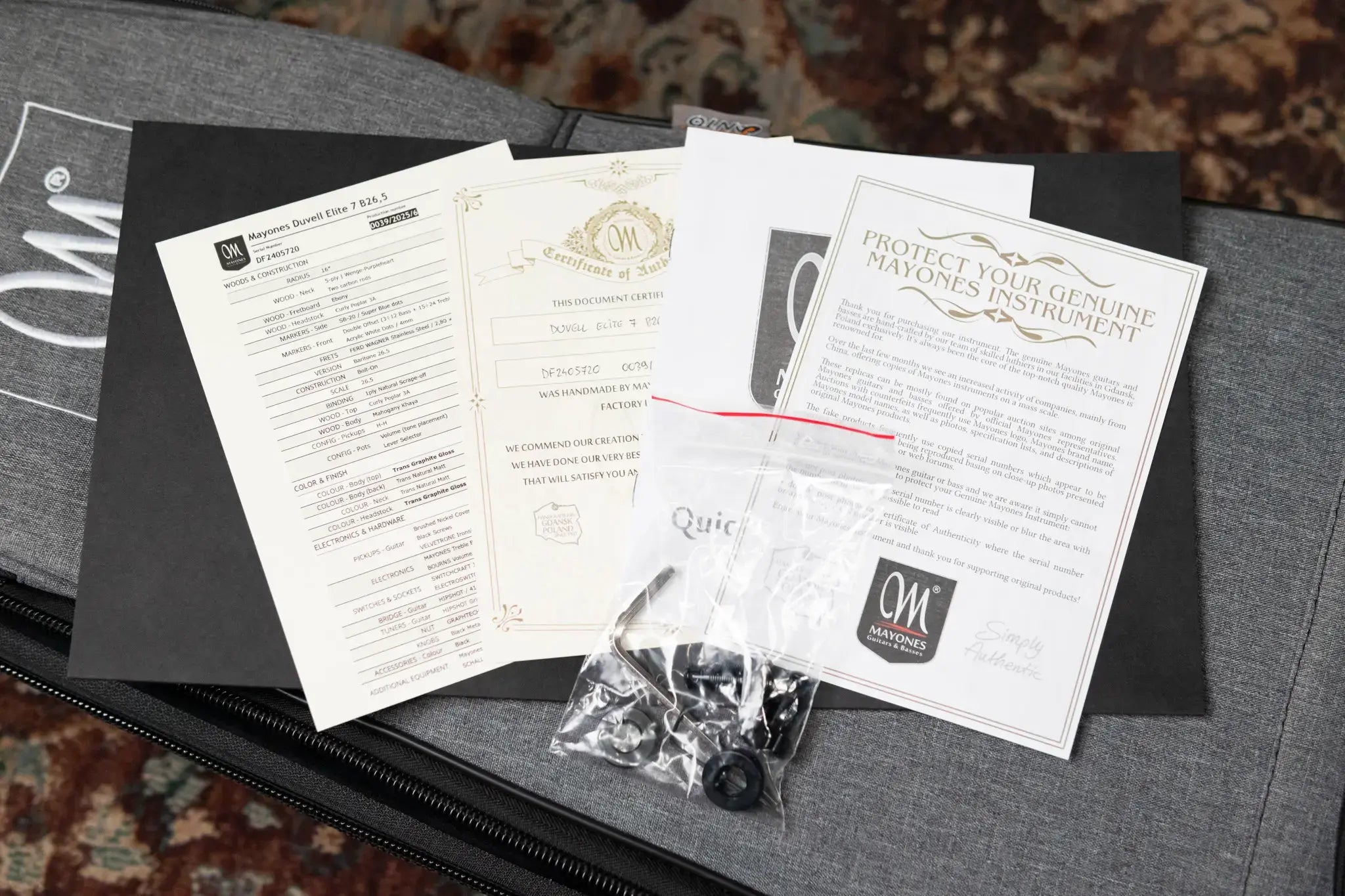 Mayones Duvell Elite 7 Electric Guitar - Trans Graphite 3A Curly Poplar