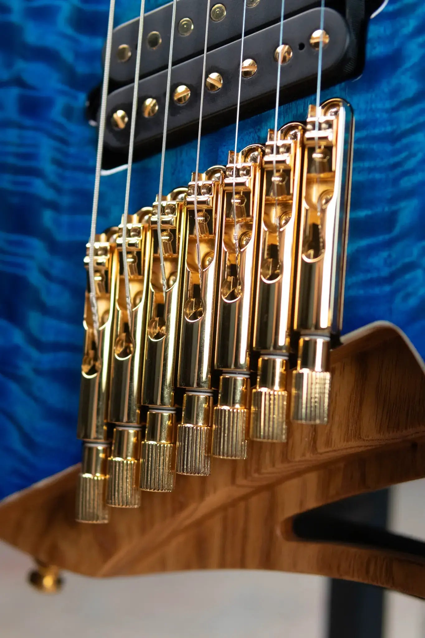 Mayones Hydra Elite VF 7 Electric Guitar - Infinite Blue 4A Curly Poplar