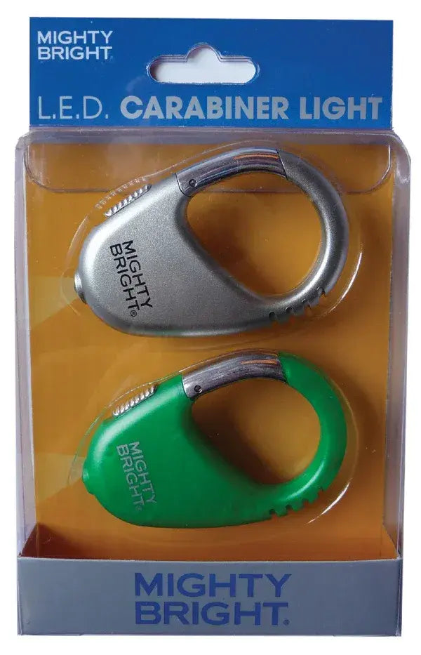 Mighty Bright Micro-Light 2-Pack Caribiner - Silver/Green
