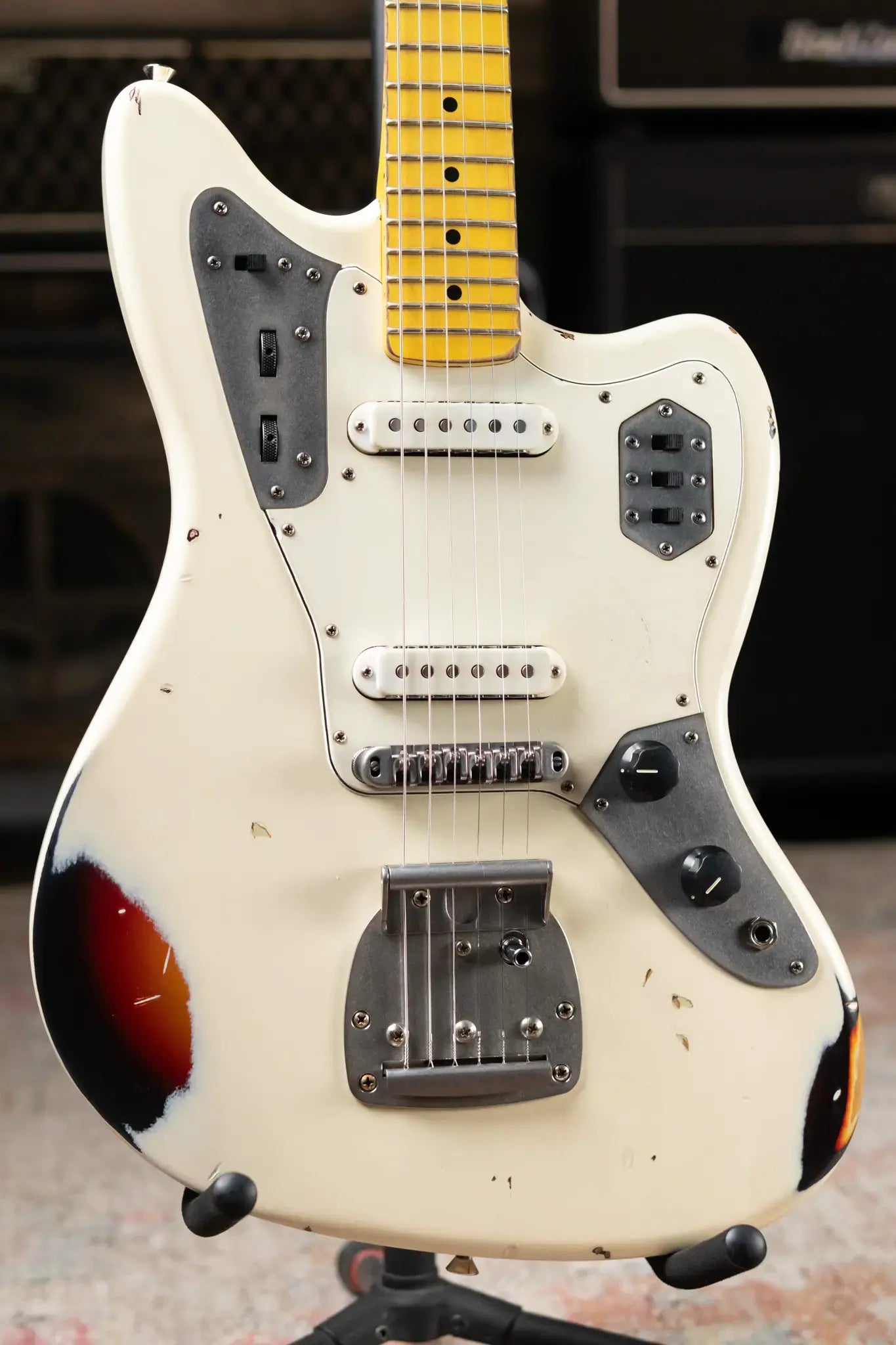 Nash JG-63 Electric Guitar - Olympic White over 3-Tone Burst with Hardshell Case