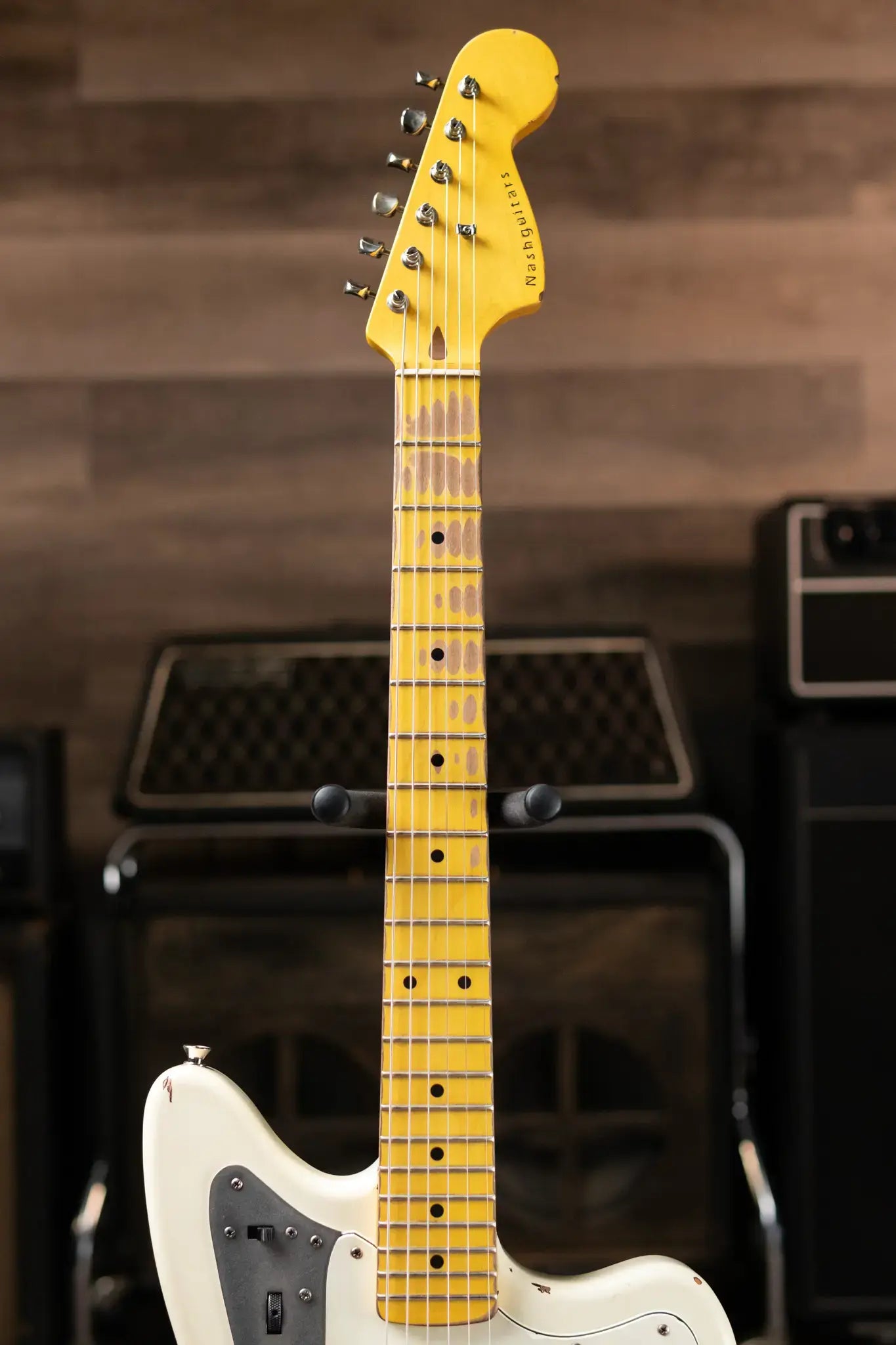 Nash JG-63 Electric Guitar - Olympic White over 3-Tone Burst with Hardshell Case