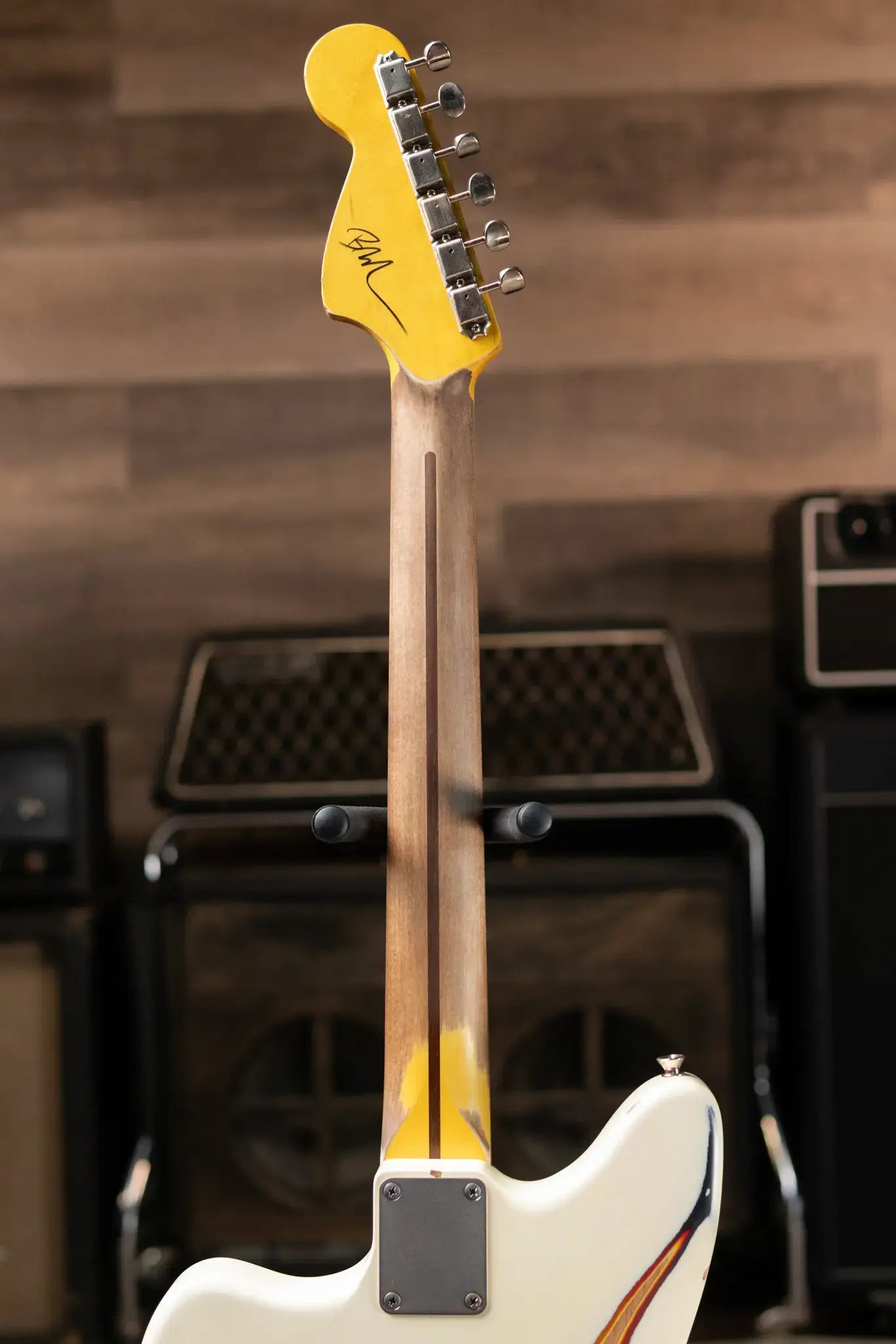 Nash JG-63 Electric Guitar - Olympic White over 3-Tone Burst with Hardshell Case