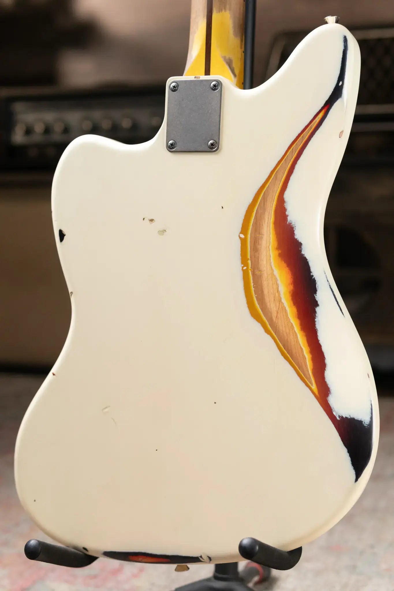 Nash JG-63 Electric Guitar - Olympic White over 3-Tone Burst with Hardshell Case