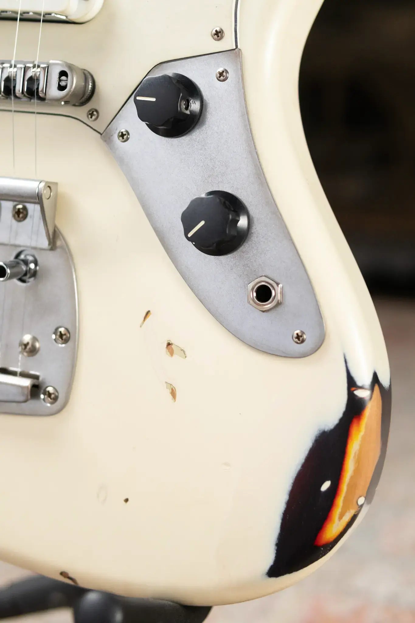 Nash JG-63 Electric Guitar - Olympic White over 3-Tone Burst with Hardshell Case