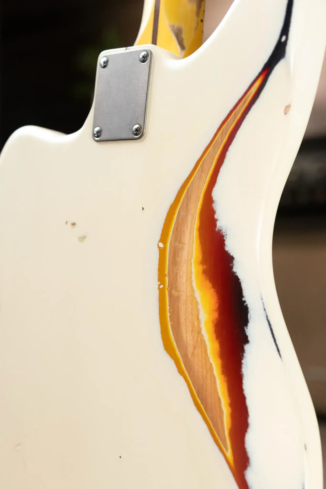 Nash JG-63 Electric Guitar - Olympic White over 3-Tone Burst with Hardshell Case