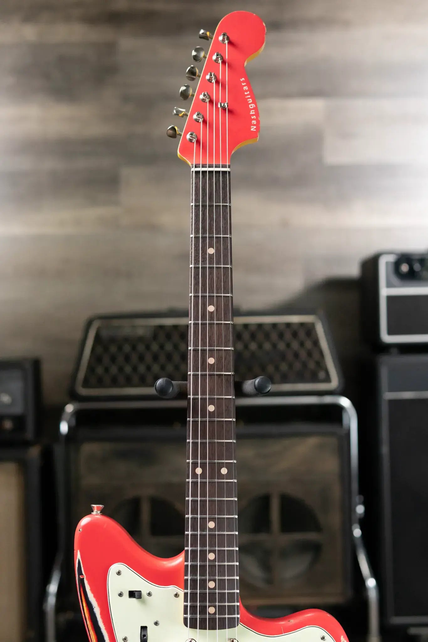 Nash JM-63 Electric Guitar - Fiesta Red over 3-Tone Burst with Hardshell Case