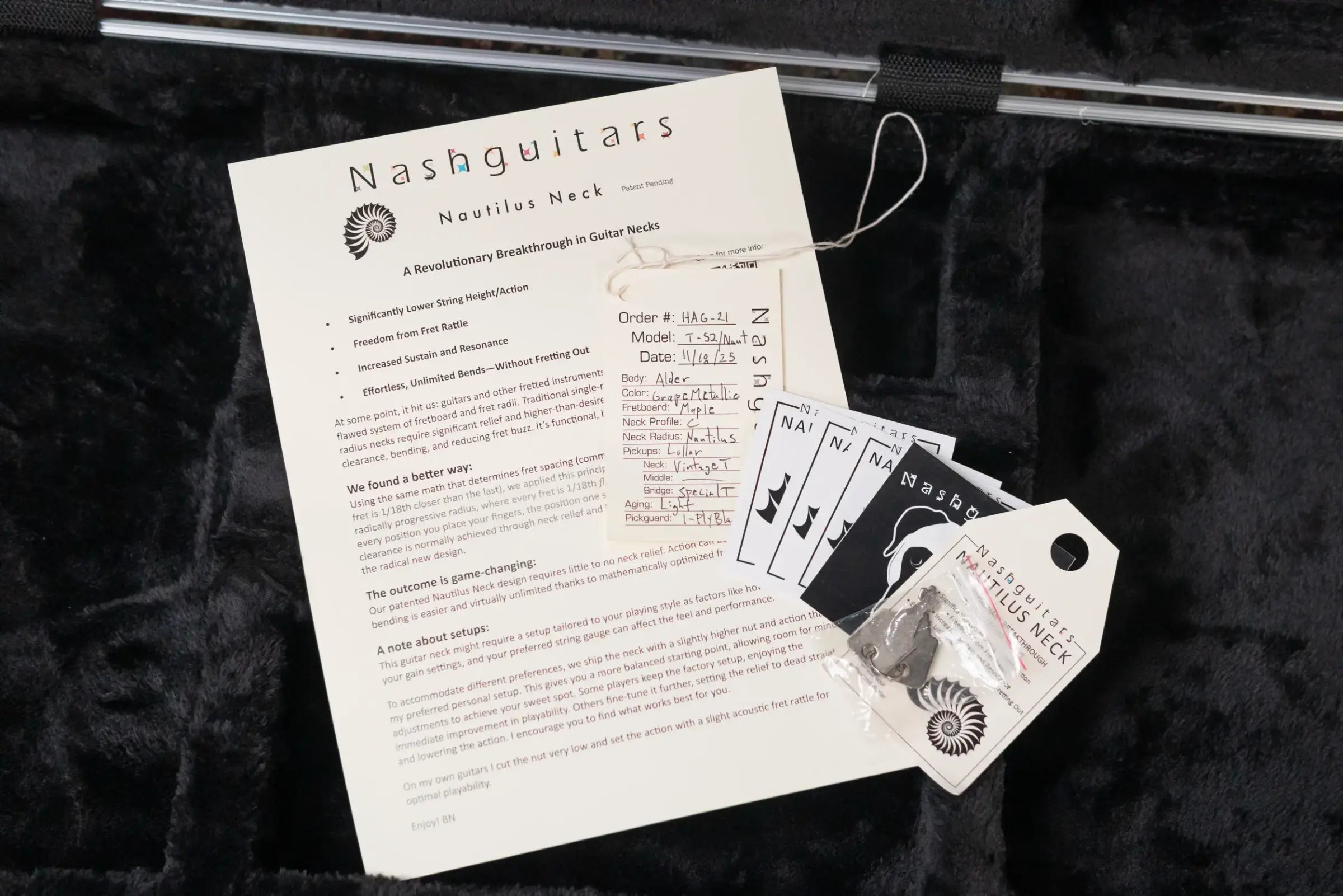 Nash T-52 Nautilus Neck Electric Guitar - Grape Metallic with Hardshell Case