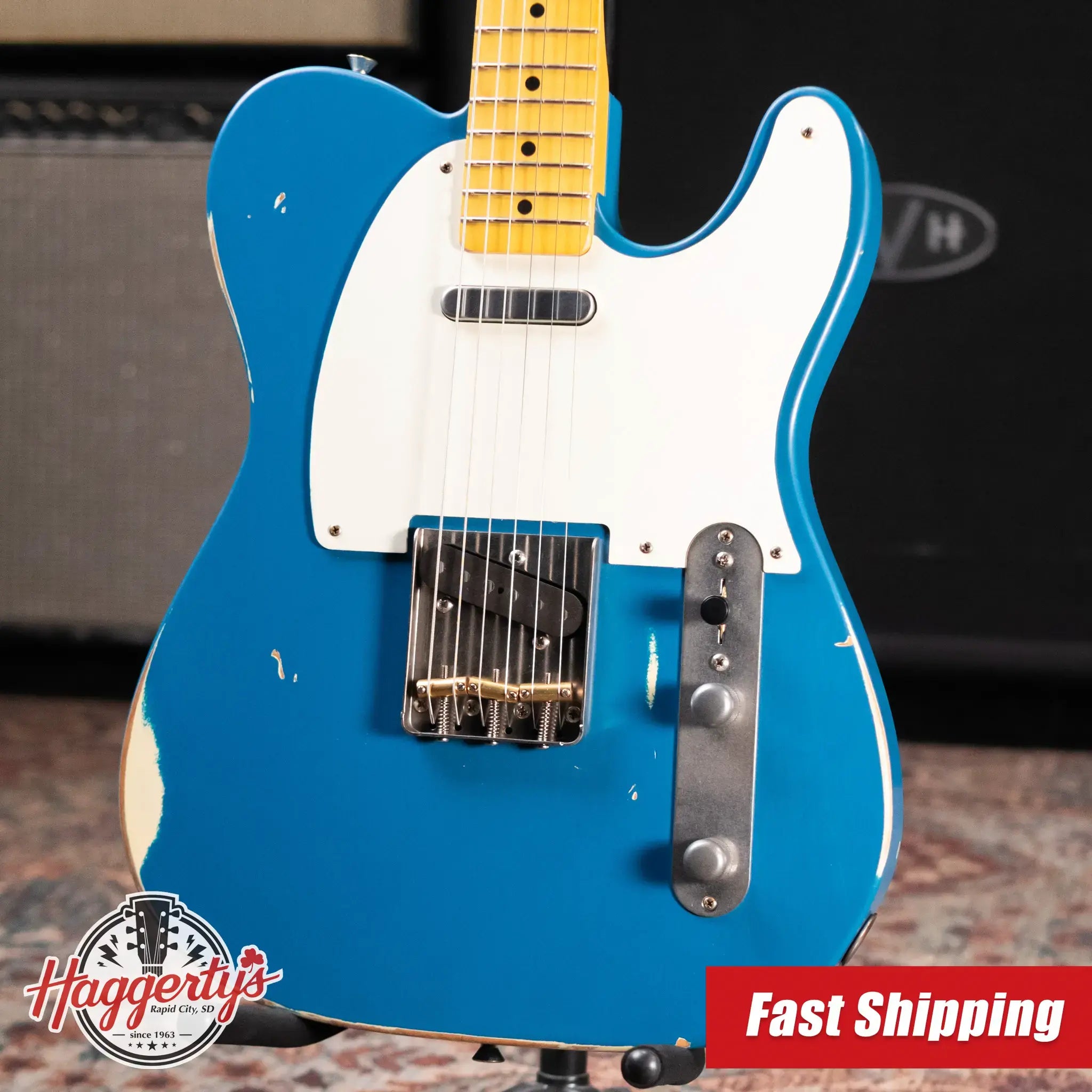 Nash T-57 Medium Aged Electric Guitar - New England Blue with Hardshell Case