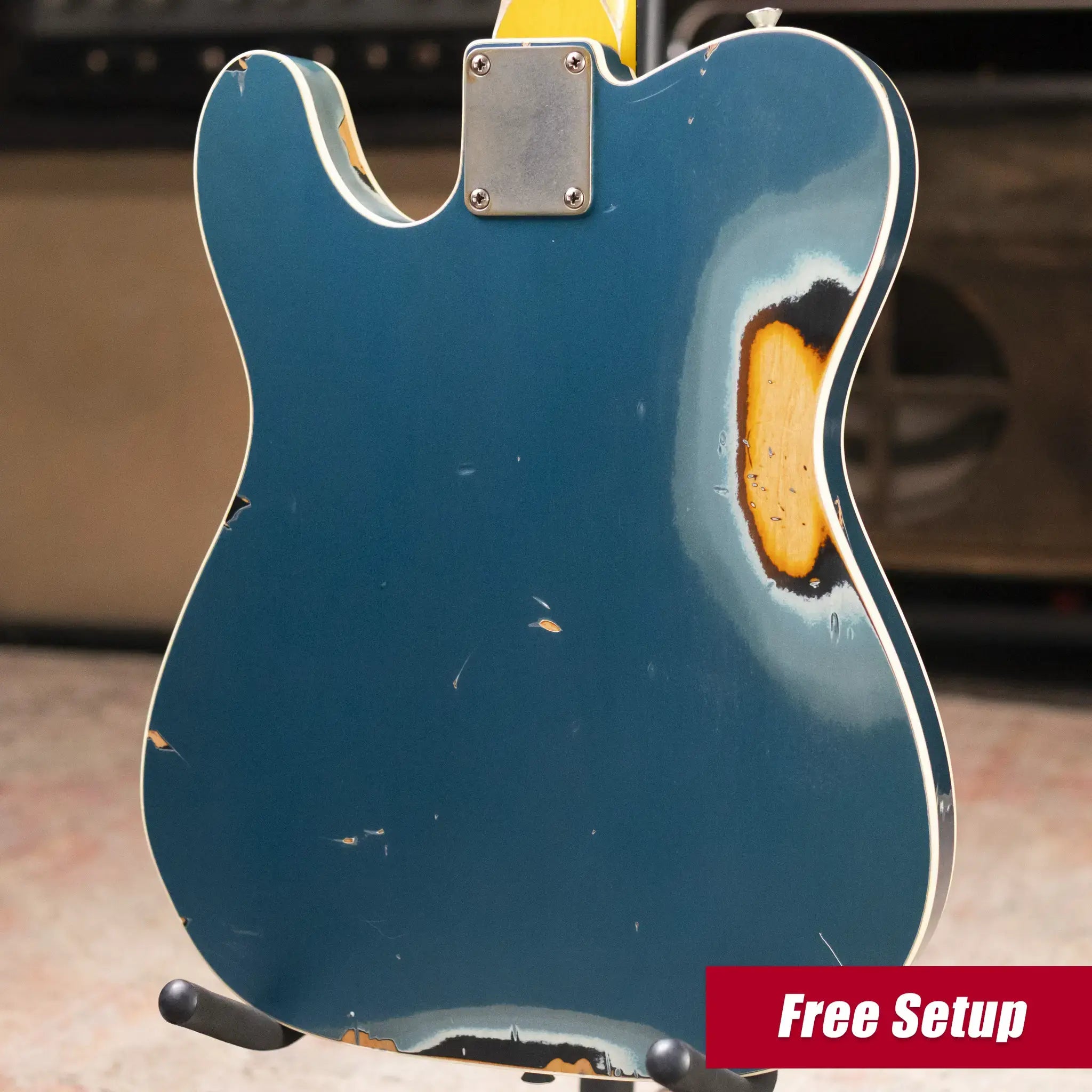 Nash T-63 Double Bound with Bigsby Electric Guitar - Ocean Turquoise Metallic over 2-Tone Burst with Hardshell Case