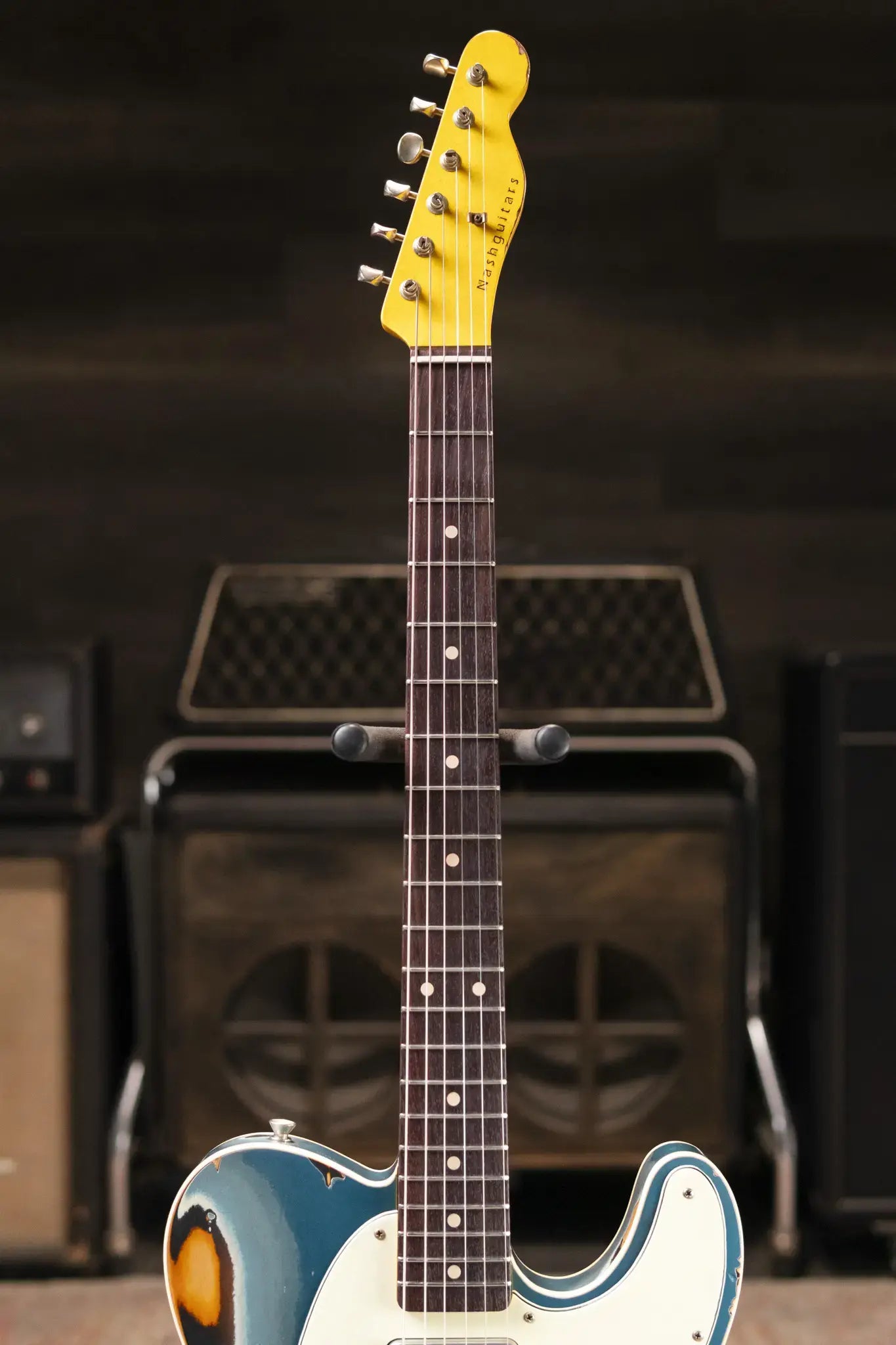 Nash T-63 Double Bound with Bigsby Electric Guitar - Ocean Turquoise Metallic over 2-Tone Burst with Hardshell Case