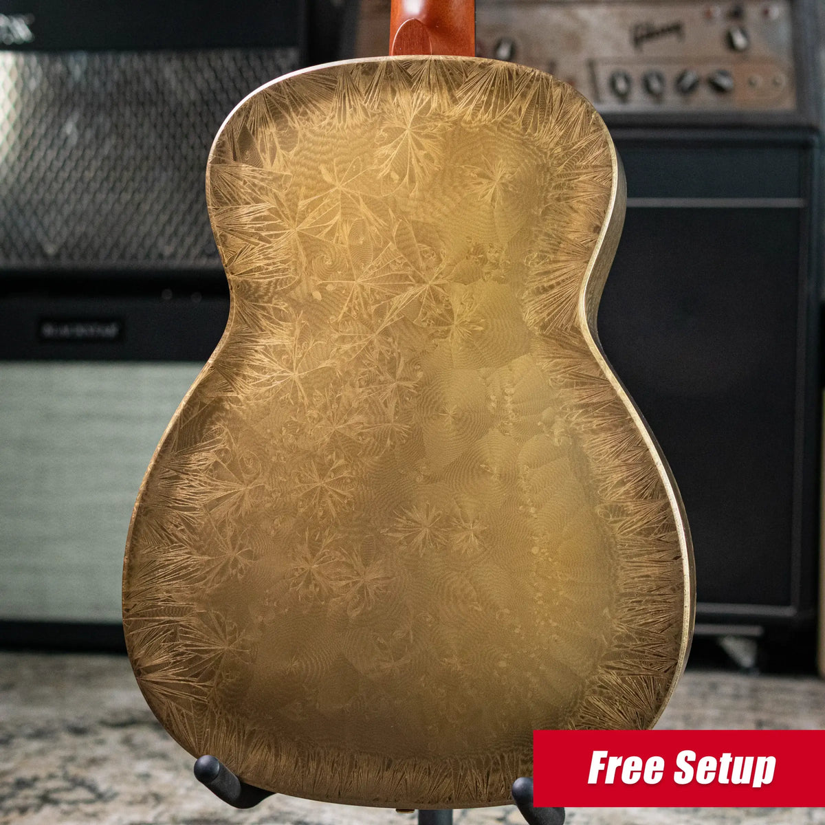 National Gold Dueco 14-Fret Resonator Guitar with Hardshell Case