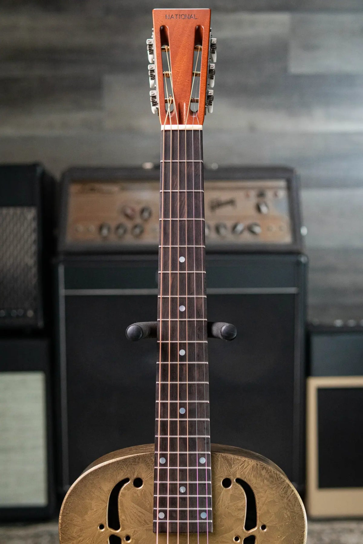 National Gold Dueco 14-Fret Resonator Guitar with Hardshell Case