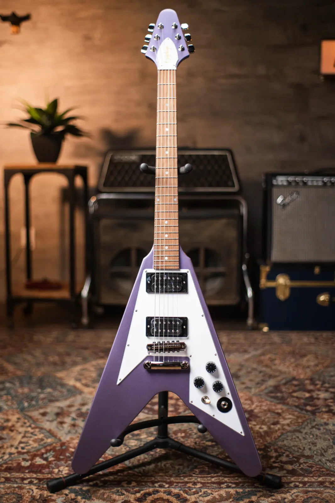 Epiphone Kirk Hammett 1979 Flying V - Purple Metallic with Hardshell Case