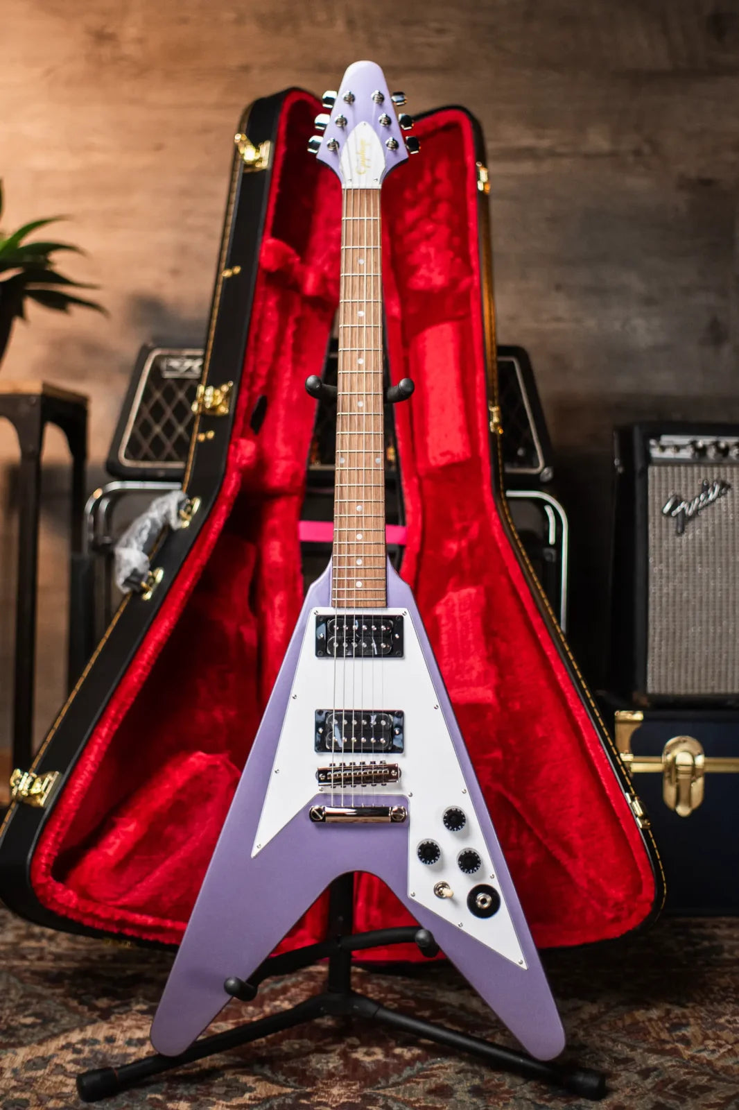Epiphone Kirk Hammett 1979 Flying V - Purple Metallic with Hardshell Case