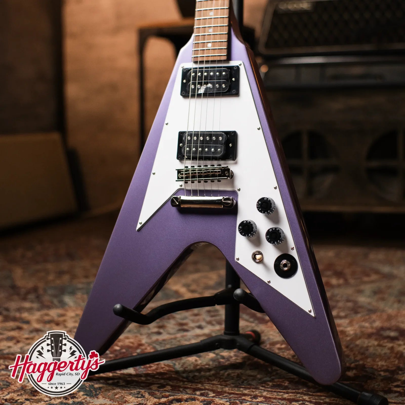 Epiphone Kirk Hammett 1979 Flying V - Purple Metallic with Hardshell Case