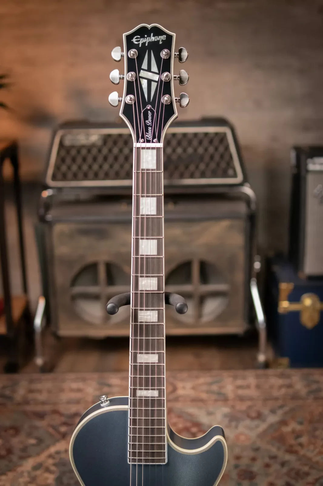 Epiphone Jared James Nichols "Blues Power" Les Paul Custom with EpiLite Case - Aged Pehlam Blue