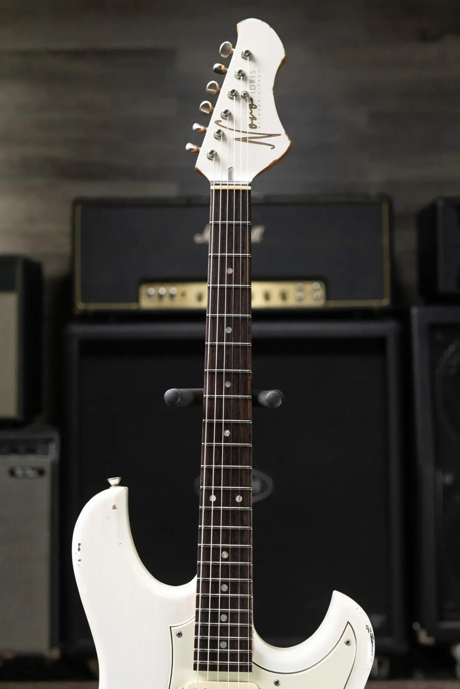 Novo Custom Idris HSS Electric Guitar - Olympic White over '64 3-Tone Burst with Gig Bag