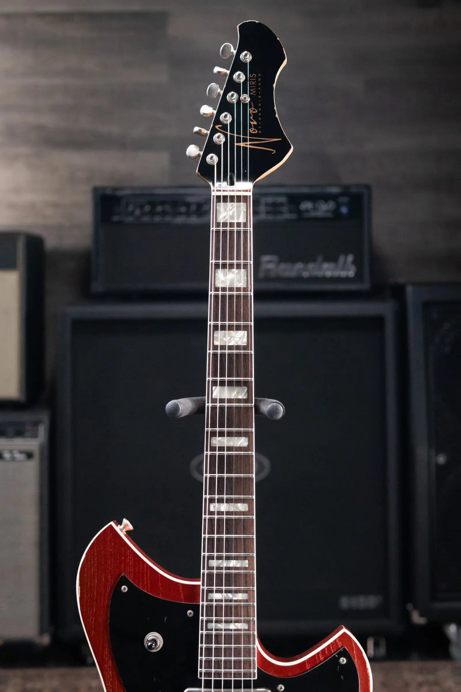 Novo Custom Miris P2 Semi-Hollow Electric Guitar - Faded Sparkling Burgundy with Gig Bag