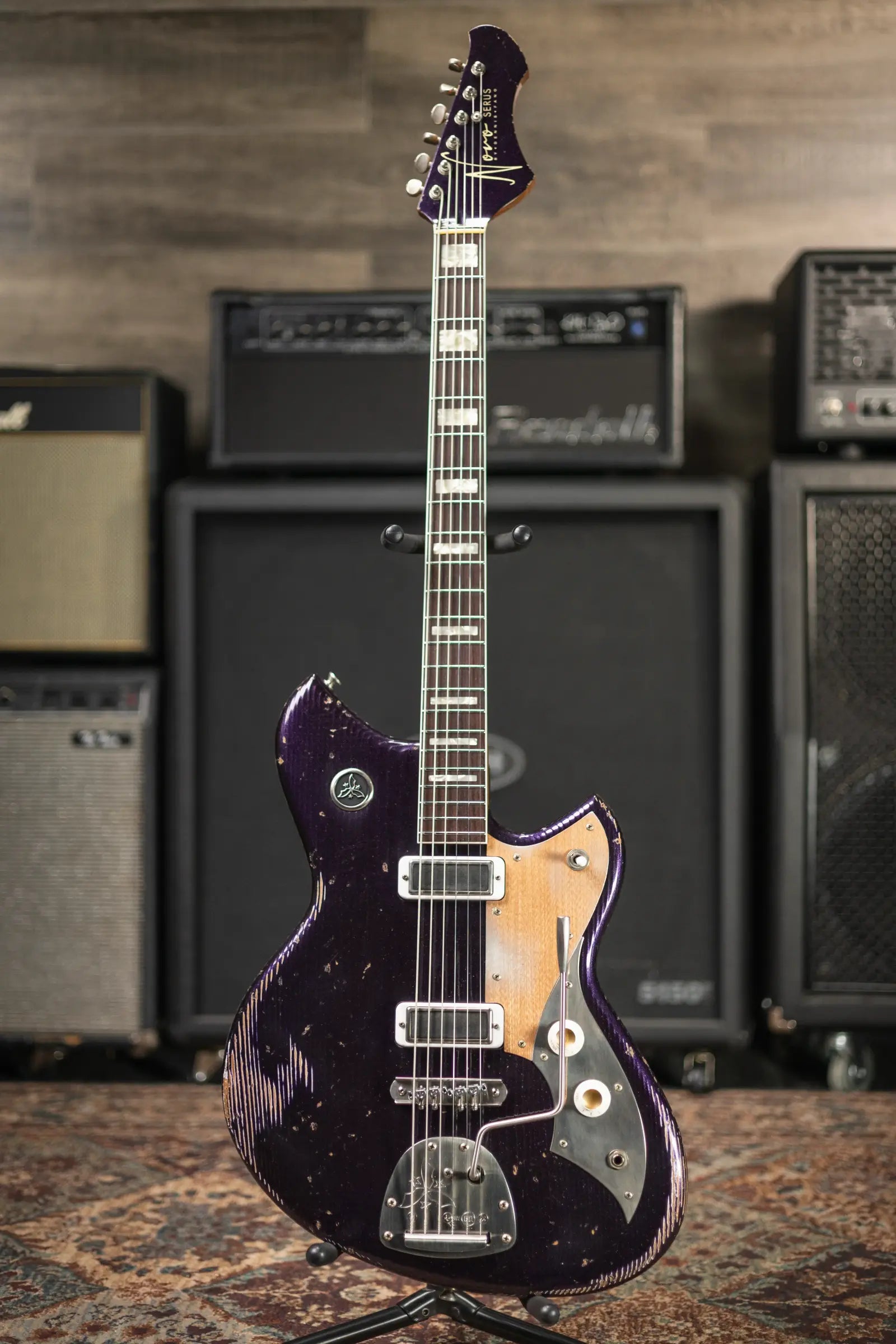 Novo Custom Serus J Baritone Electric Guitar - Purple Stranger with Gig Bag