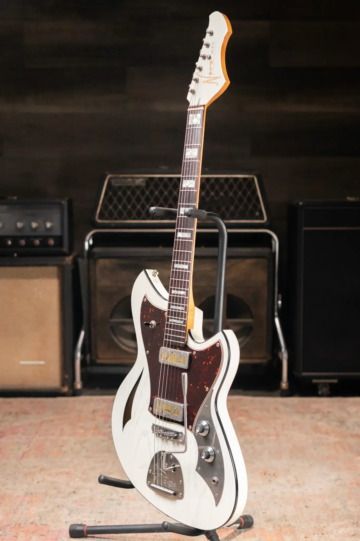 Novo Custom Shop Miris J Semi-Hollow Electric Guitar - Olympic White with Gig Bag