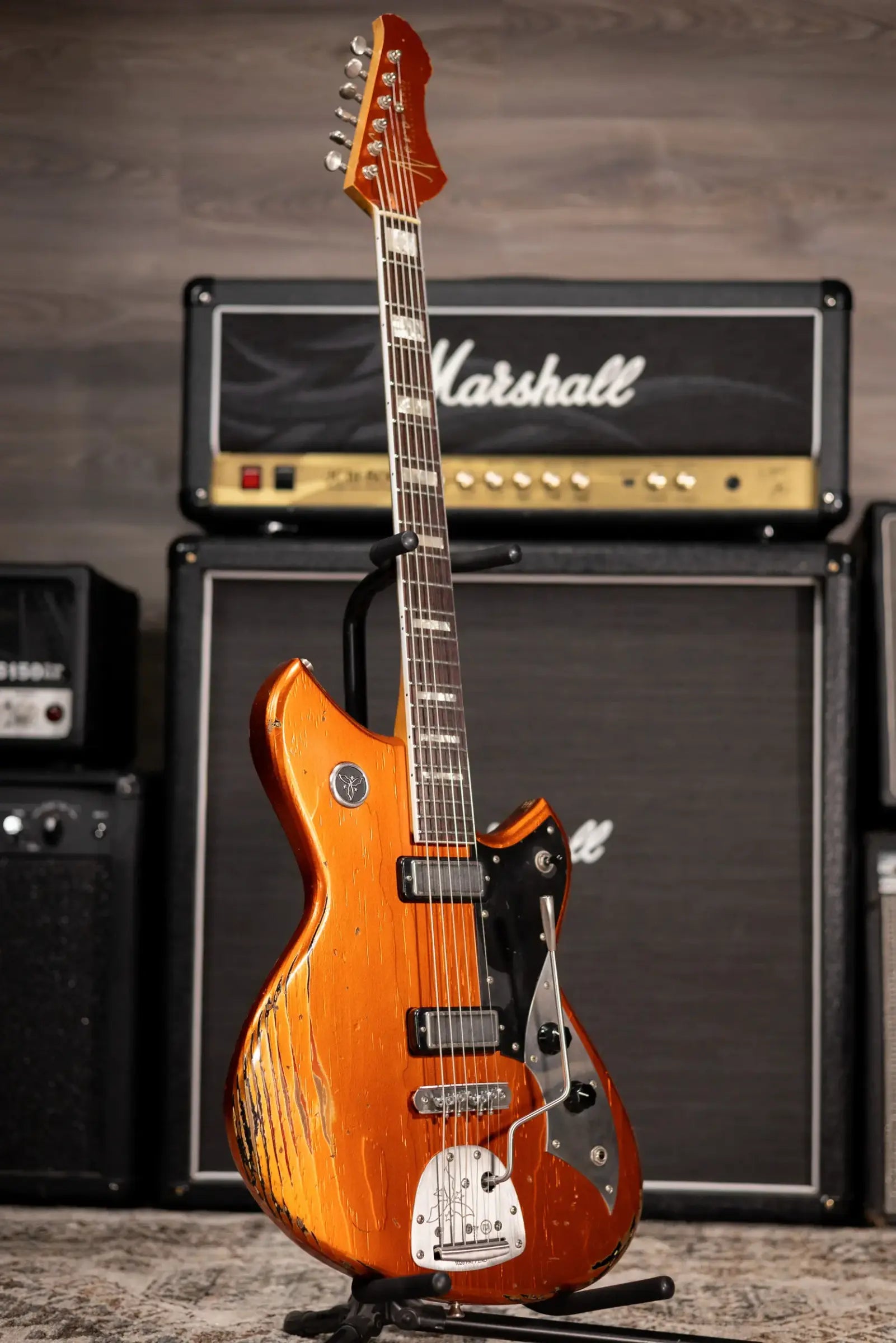 Novo Custom Shop Serus J Baritone Electric Guitar - Candy Apple Orange over 64 3-Tone Burst with Gig Bag