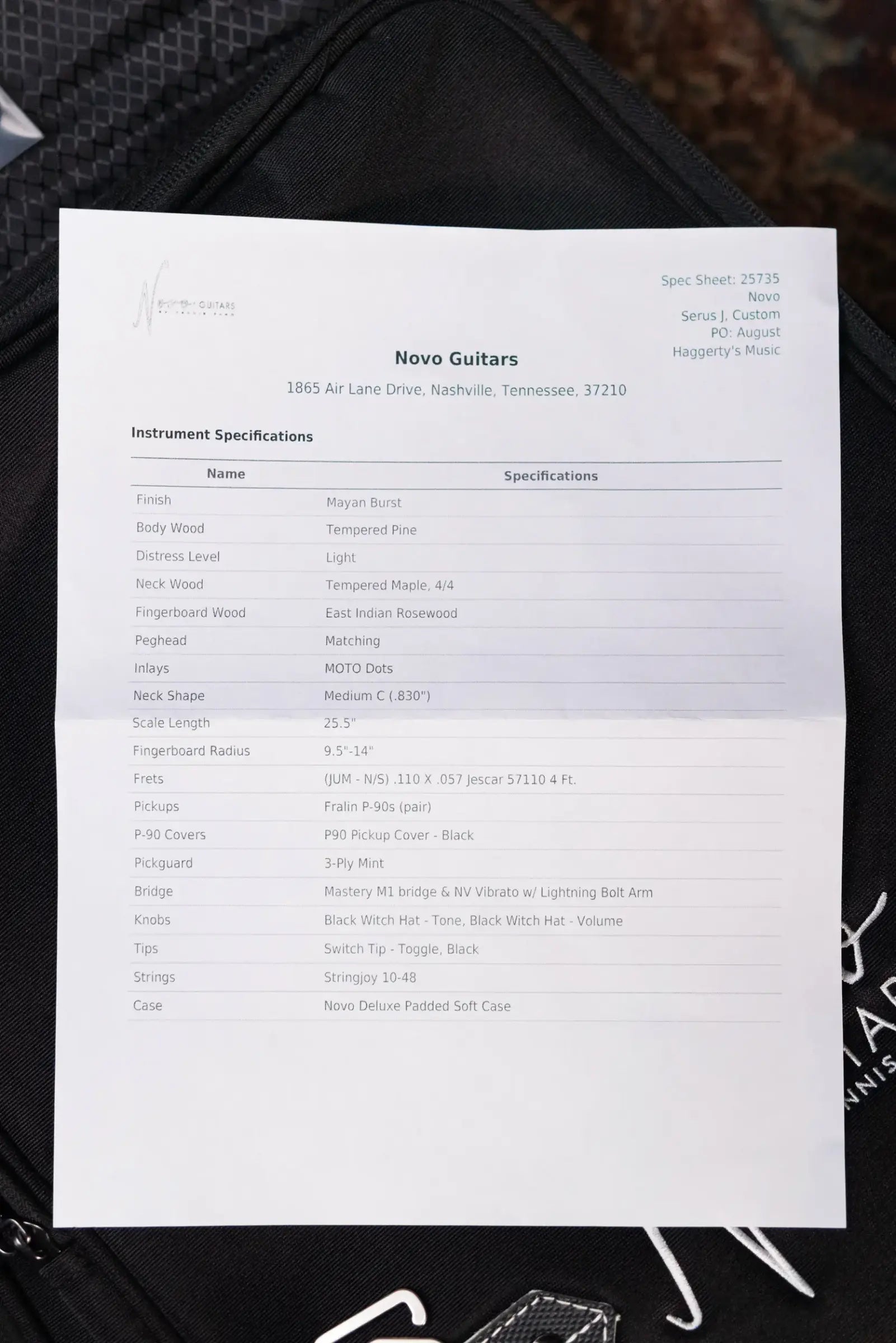 Novo Custom Shop Serus J Electric Guitar - Mayan Burst with Gig Bag