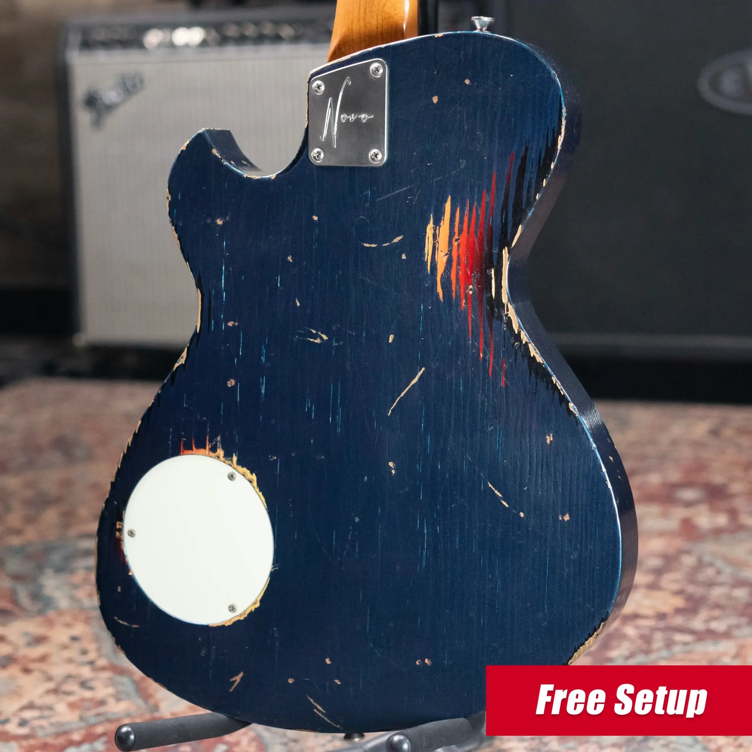 Novo Custom Shop Solus M1 Electric Guitar - Lake Como Blue over '64 3-Tone Burst with Gig Bag