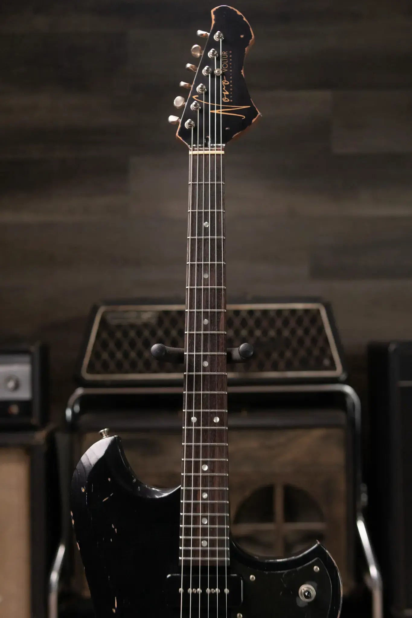 Novo Custom Voltur J Electric Guitar - Bull Black over Purple Stranger with Gig Bag