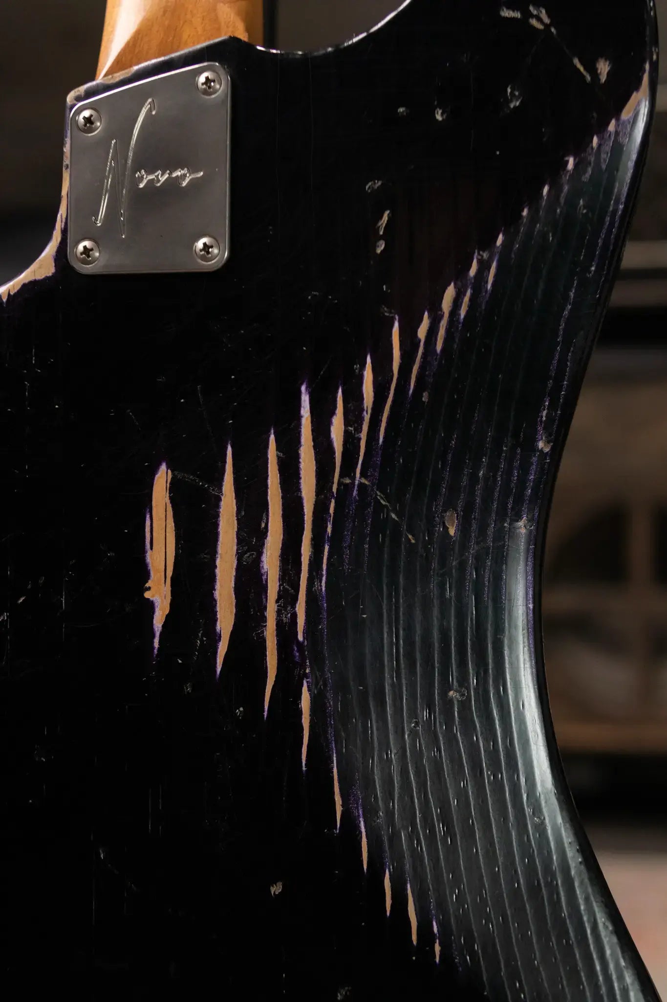 Novo Custom Voltur J Electric Guitar - Bull Black over Purple Stranger with Gig Bag