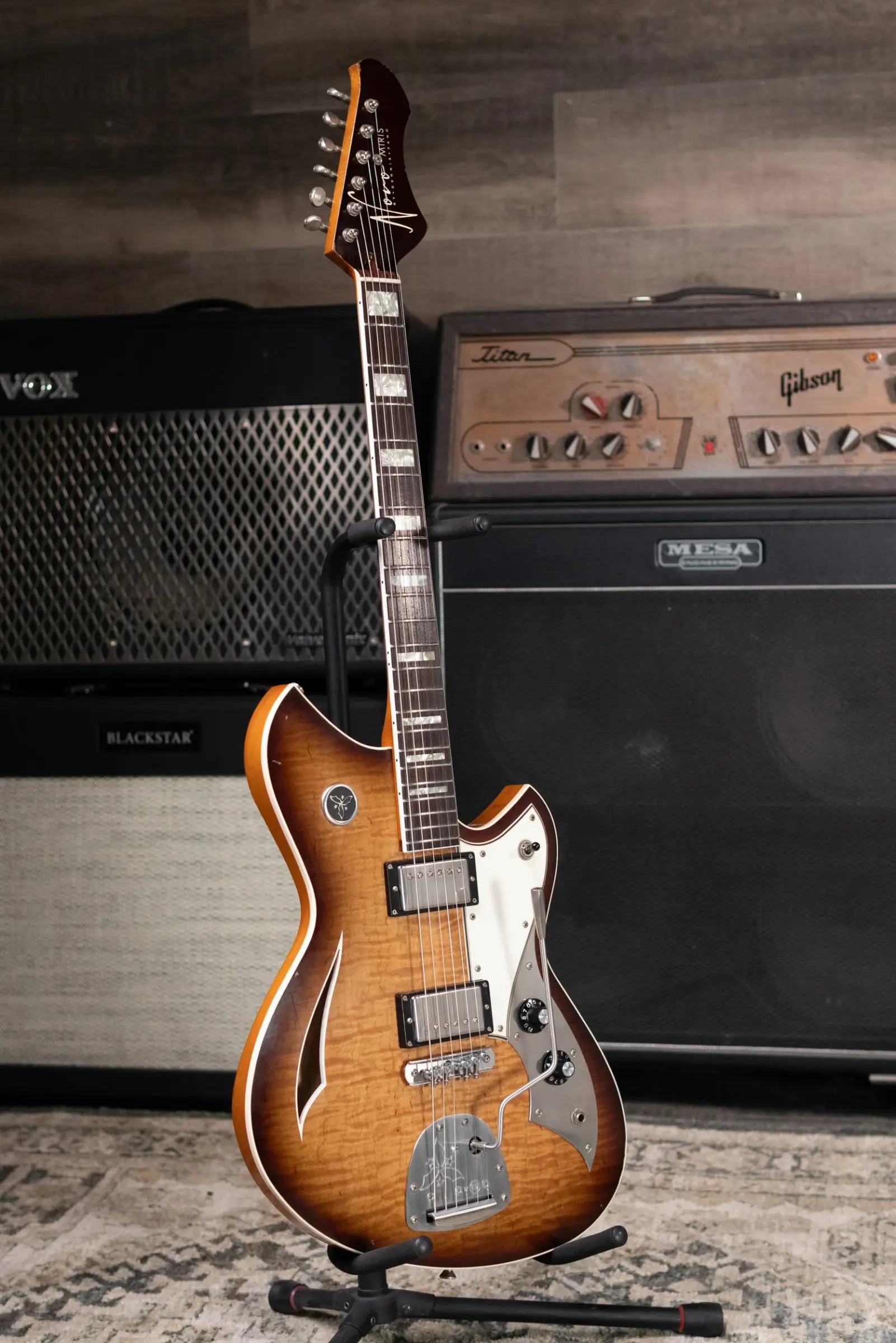 Novo Dealer Limited Miris JHH Semi-Hollow Electric Guitar - Amber Burst with Gig Bag