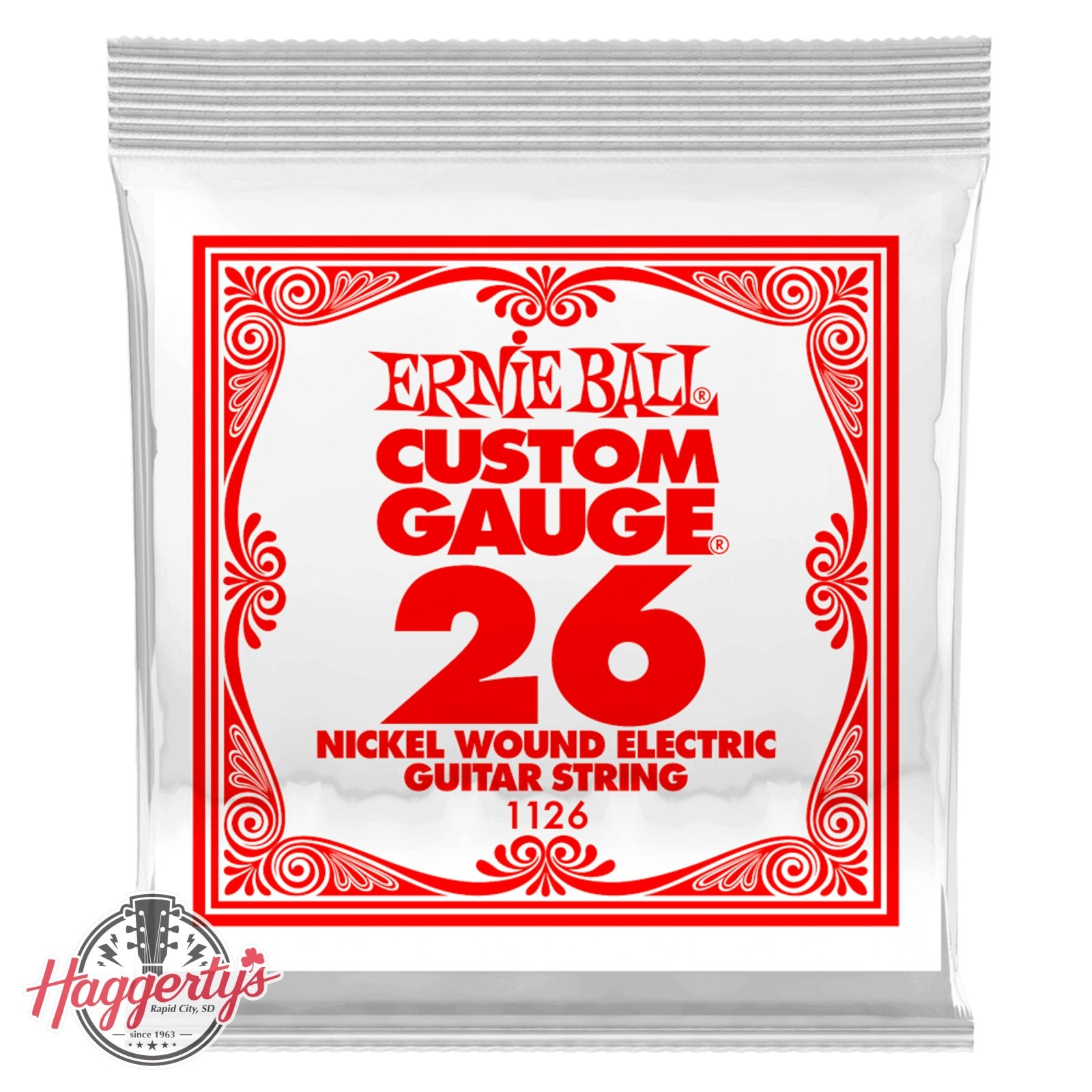 Ernie Ball P01126 .026 Nickel Wound Electric Guitar Strings 6 pack