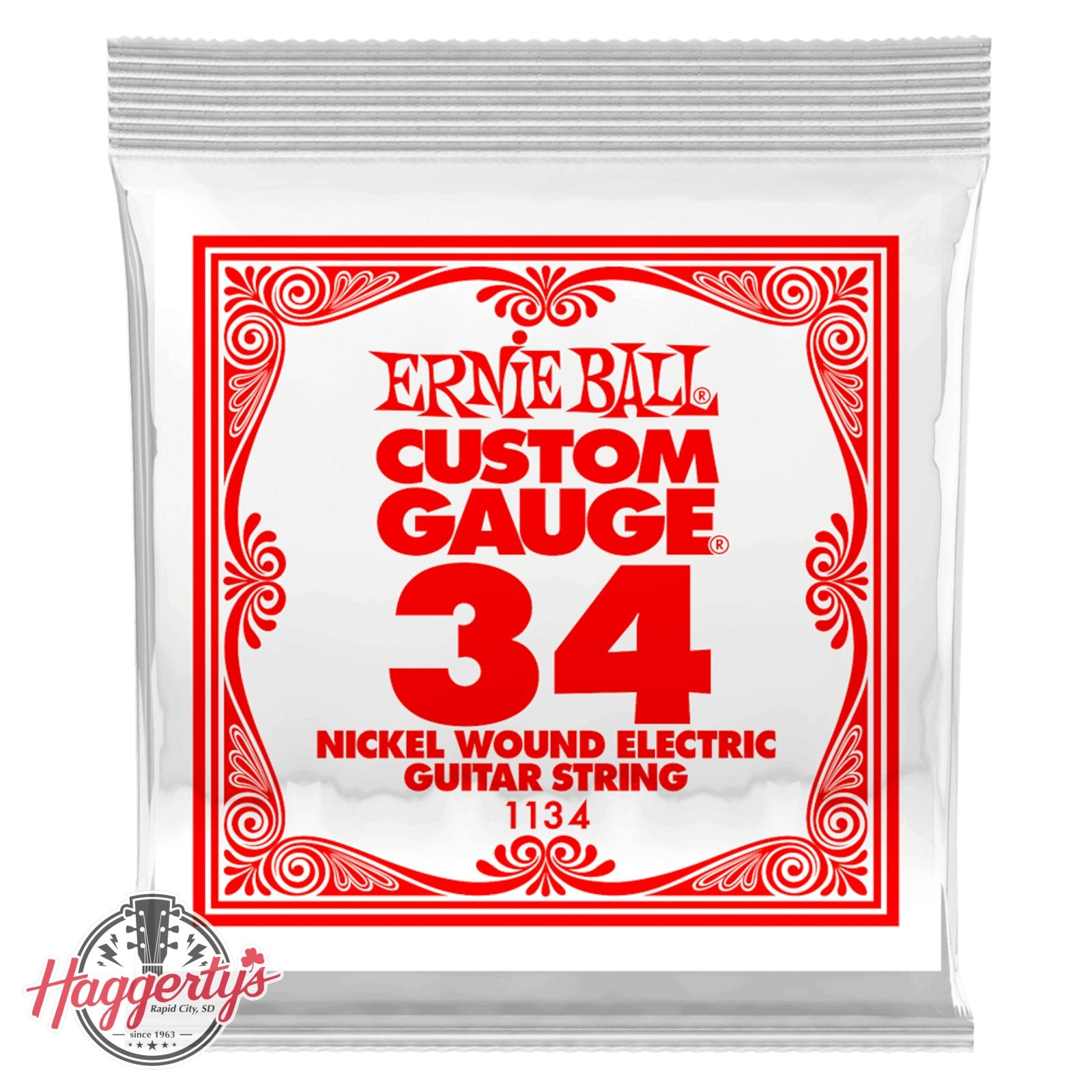 Ernie Ball P01134 .034 Nickel Wound Electric Guitar Strings 6 pack