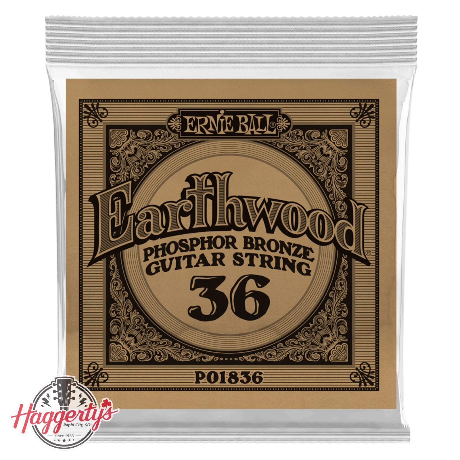 Ernie Ball .036 Earthwood Phosphor Bronze Acoustic Guitar Strings 6 Pack (1836)
