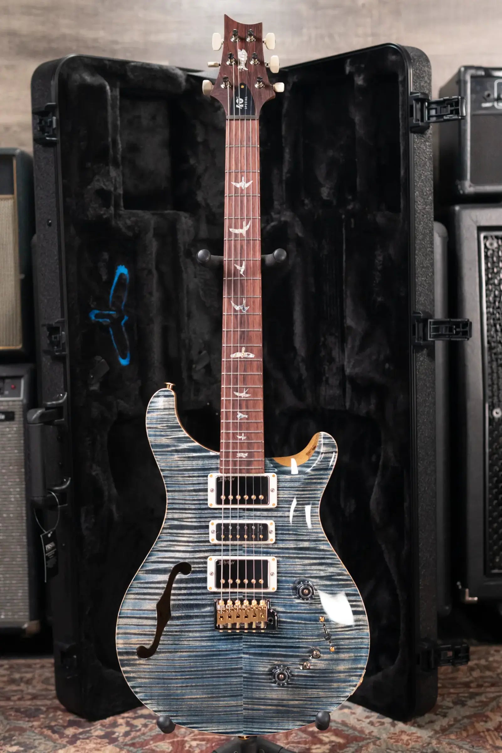 PRS 40th Anniversary Limited Edition Special Semi-Hollow Artist Top Electric Guitar - Faded Whale Blue with Hardshell Case