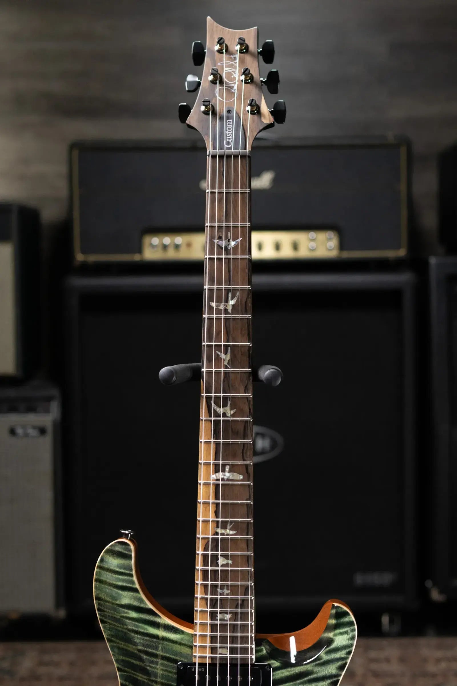 PRS Custom 24-08 Flame Maple 10-Top Electric Guitar - Sage with Stained Neck and Hardshell Case