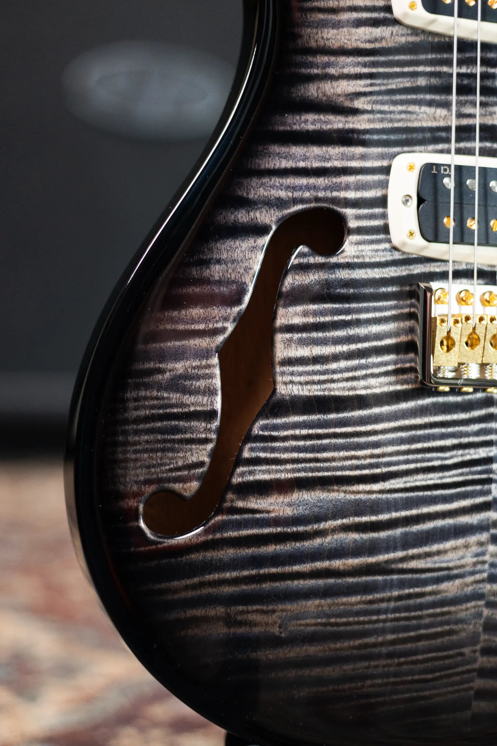 PRS Custom 24-08 Semi-Hollow 40th Anniversary Limited Edition Electric Guitar - Charcoal Wraparound Smokeburst with Hardshell Case