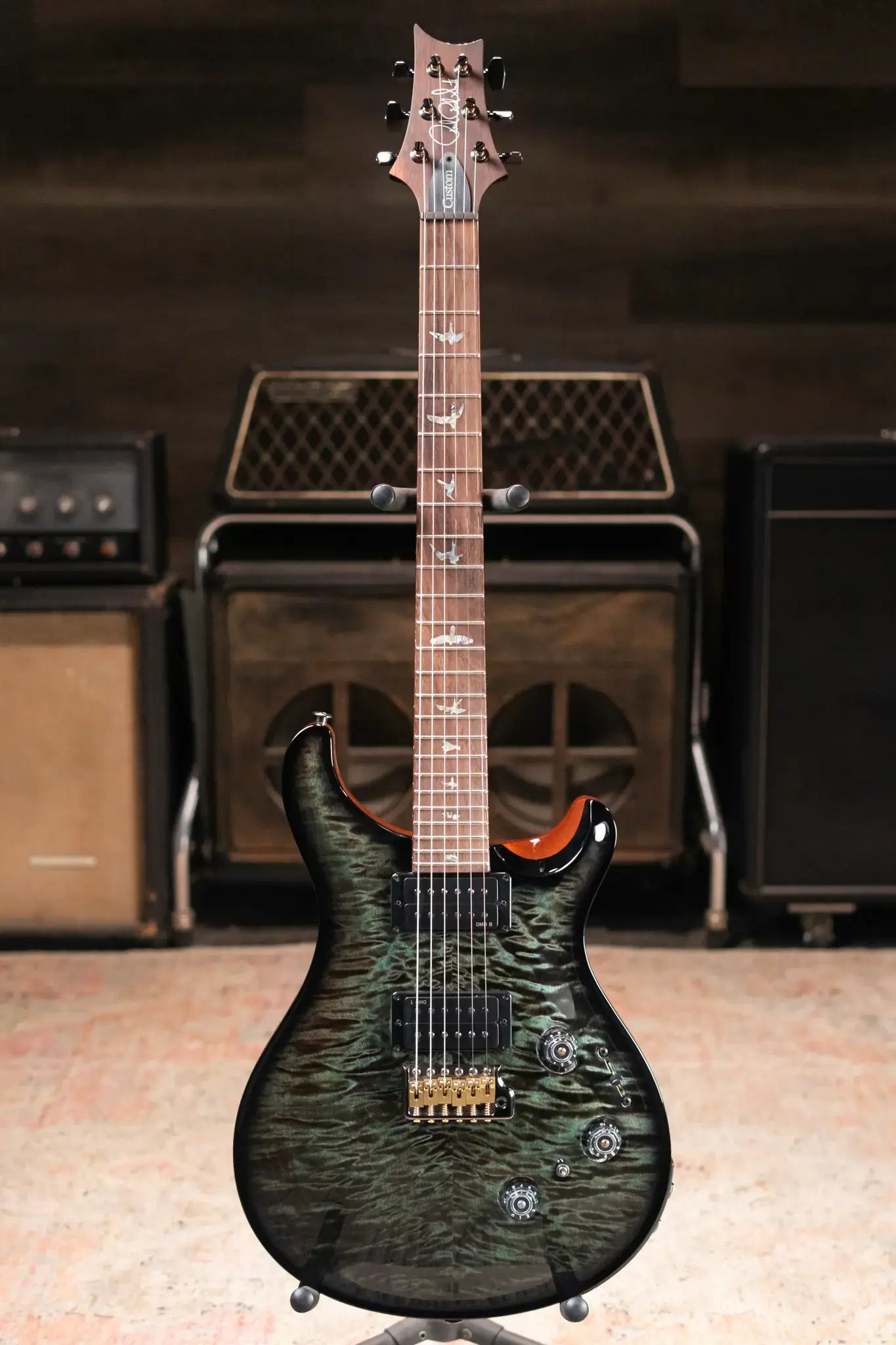 PRS Custom 24 Piezo Quilted Maple 10-Top Electric Guitar with Brazilian Rosewood Fretboard - Abalone Smokeburst with Hardshell Case