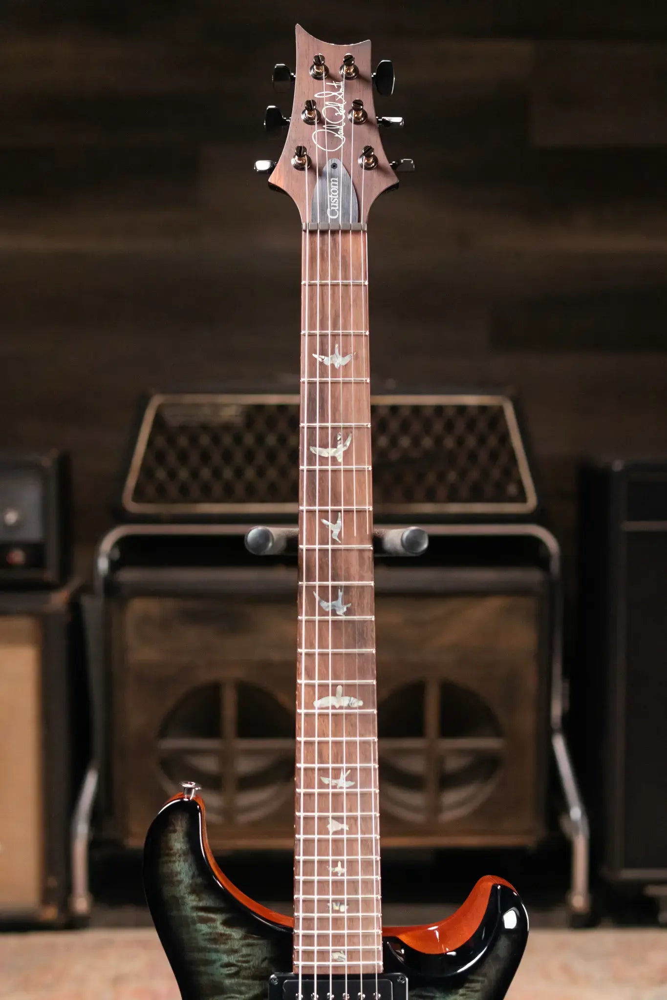 PRS Custom 24 Piezo Quilted Maple 10-Top Electric Guitar with Brazilian Rosewood Fretboard - Abalone Smokeburst with Hardshell Case