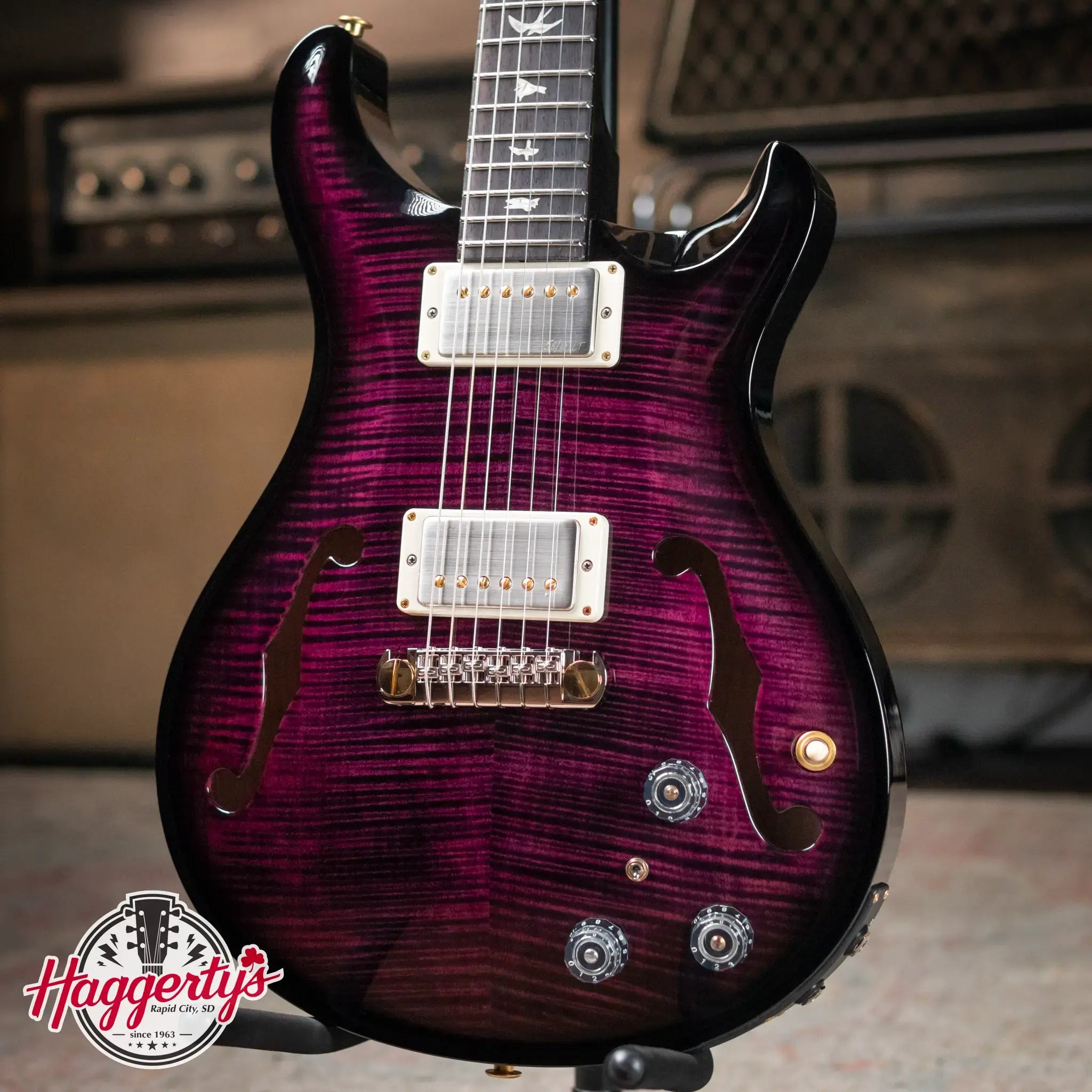 PRS Hollowbody II Piezo Flame Maple 10-Top - Violet Smokeburst with Hardshell Case
