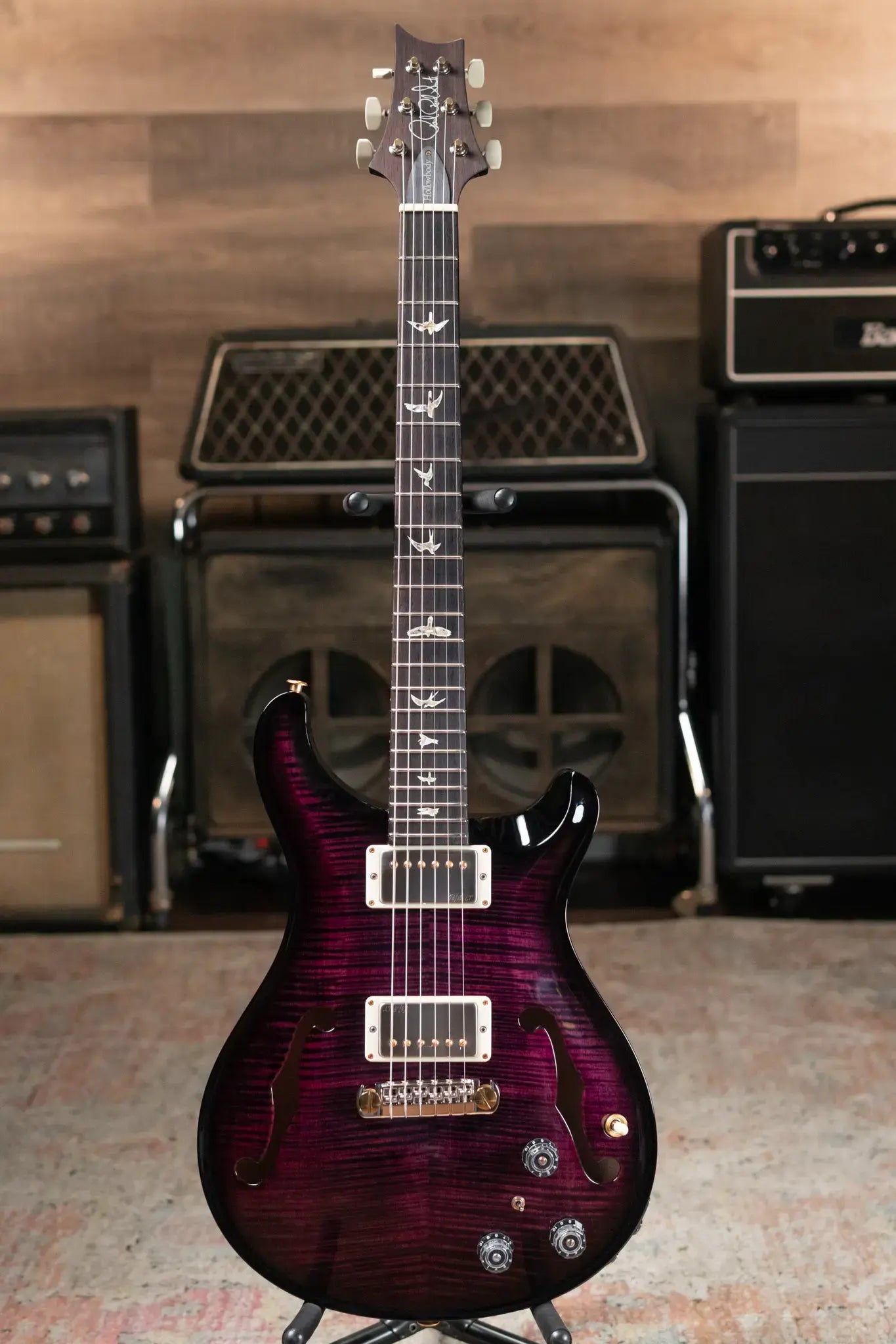 PRS Hollowbody II Piezo Flame Maple 10-Top - Violet Smokeburst with Hardshell Case