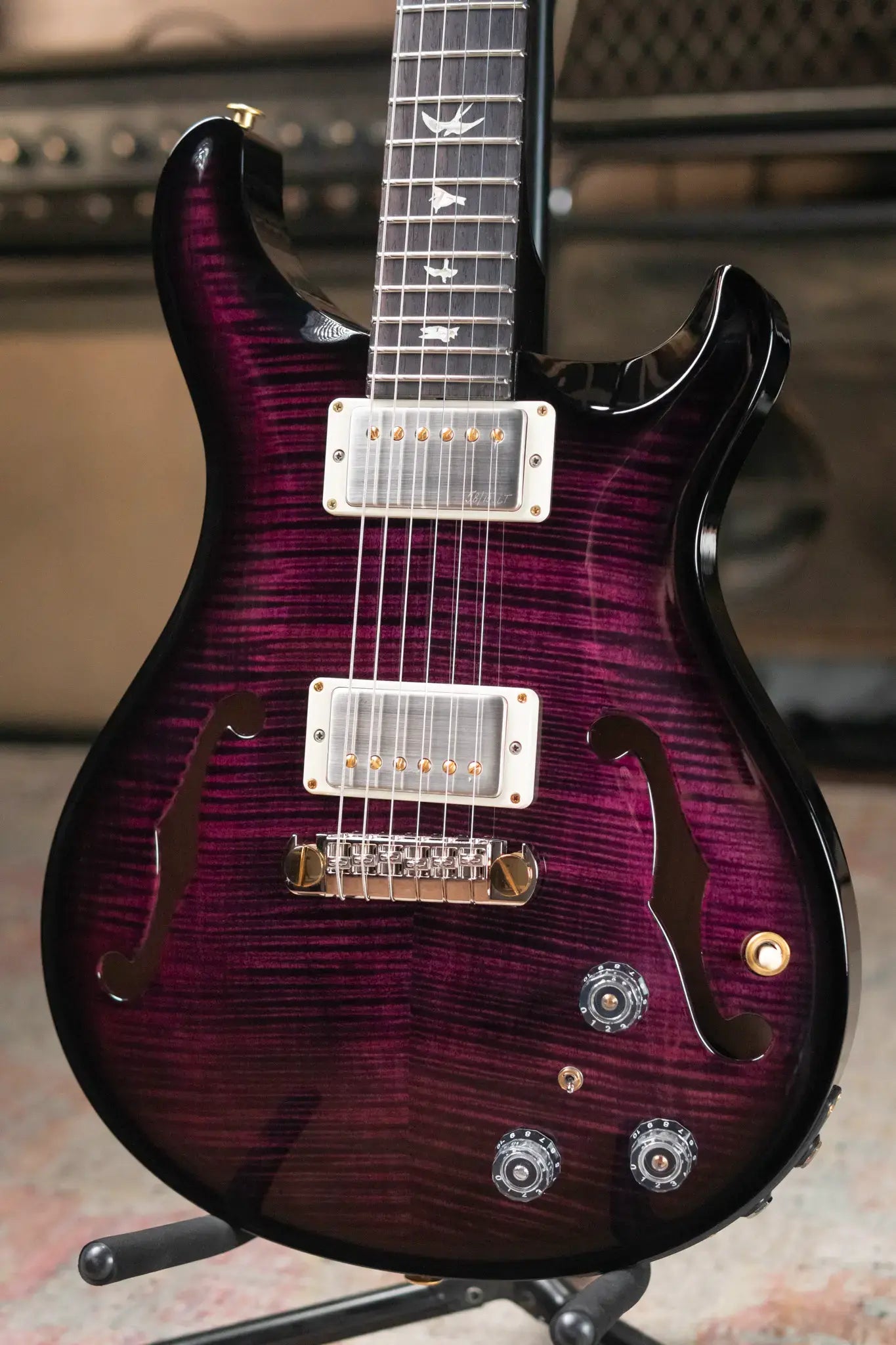 PRS Hollowbody II Piezo Flame Maple 10-Top - Violet Smokeburst with Hardshell Case