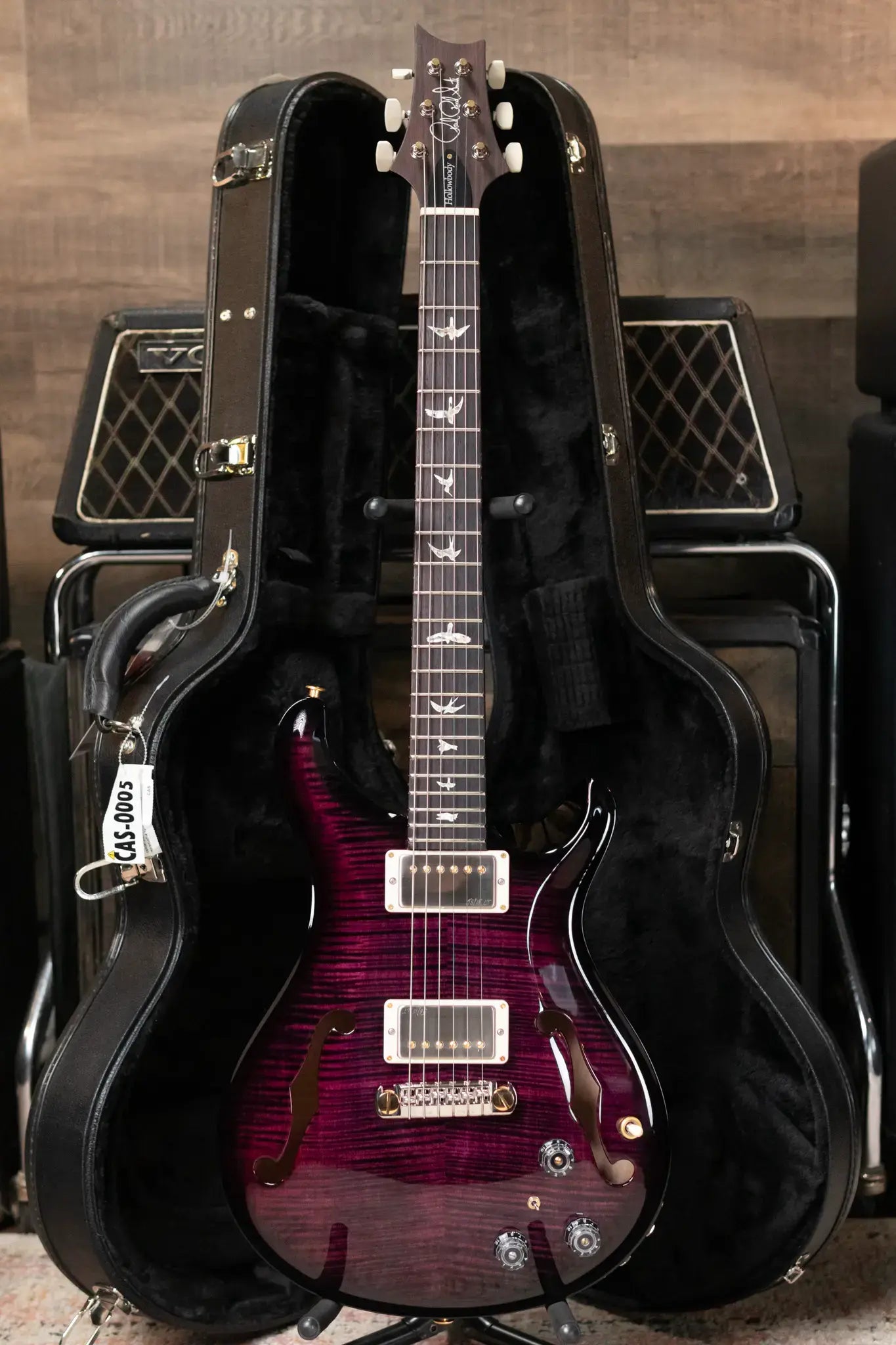 PRS Hollowbody II Piezo Flame Maple 10-Top - Violet Smokeburst with Hardshell Case