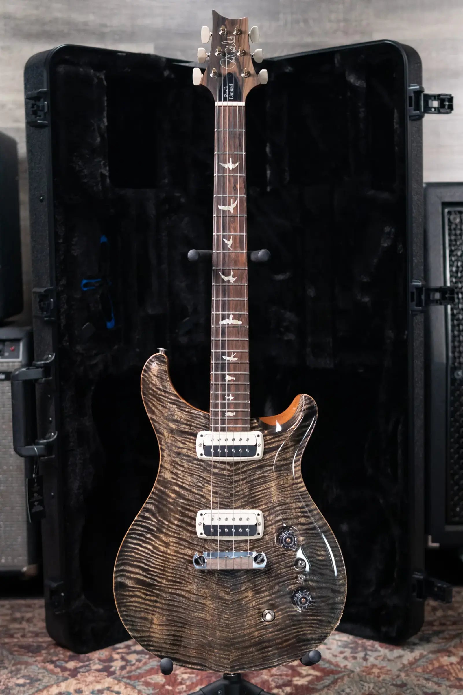 PRS Limited Edition Paul's Guitar Flame Mango Top Electric Guitar - Charcoal with Hardshell Case