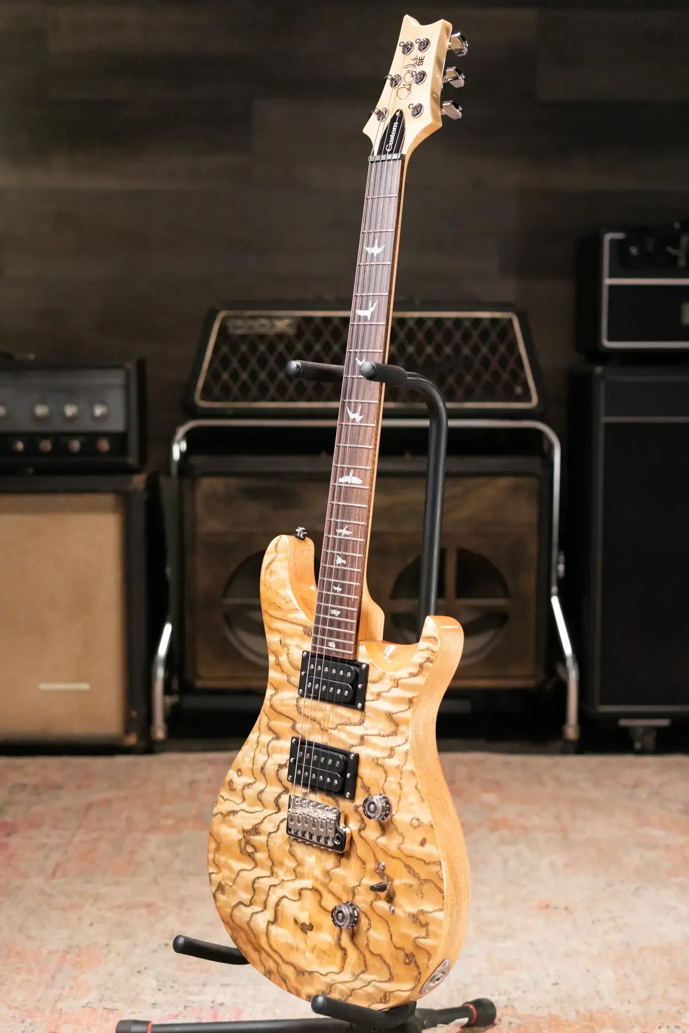 PRS Limited Edition SE Exotic Custom 24 Electric Guitar - Burled Ash with Gig Bag