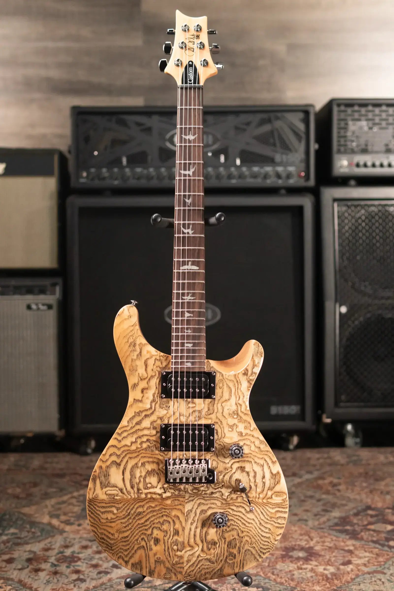 PRS Limited Edition SE Exotic Custom 24 Electric Guitar - Burled Ash with Gig Bag